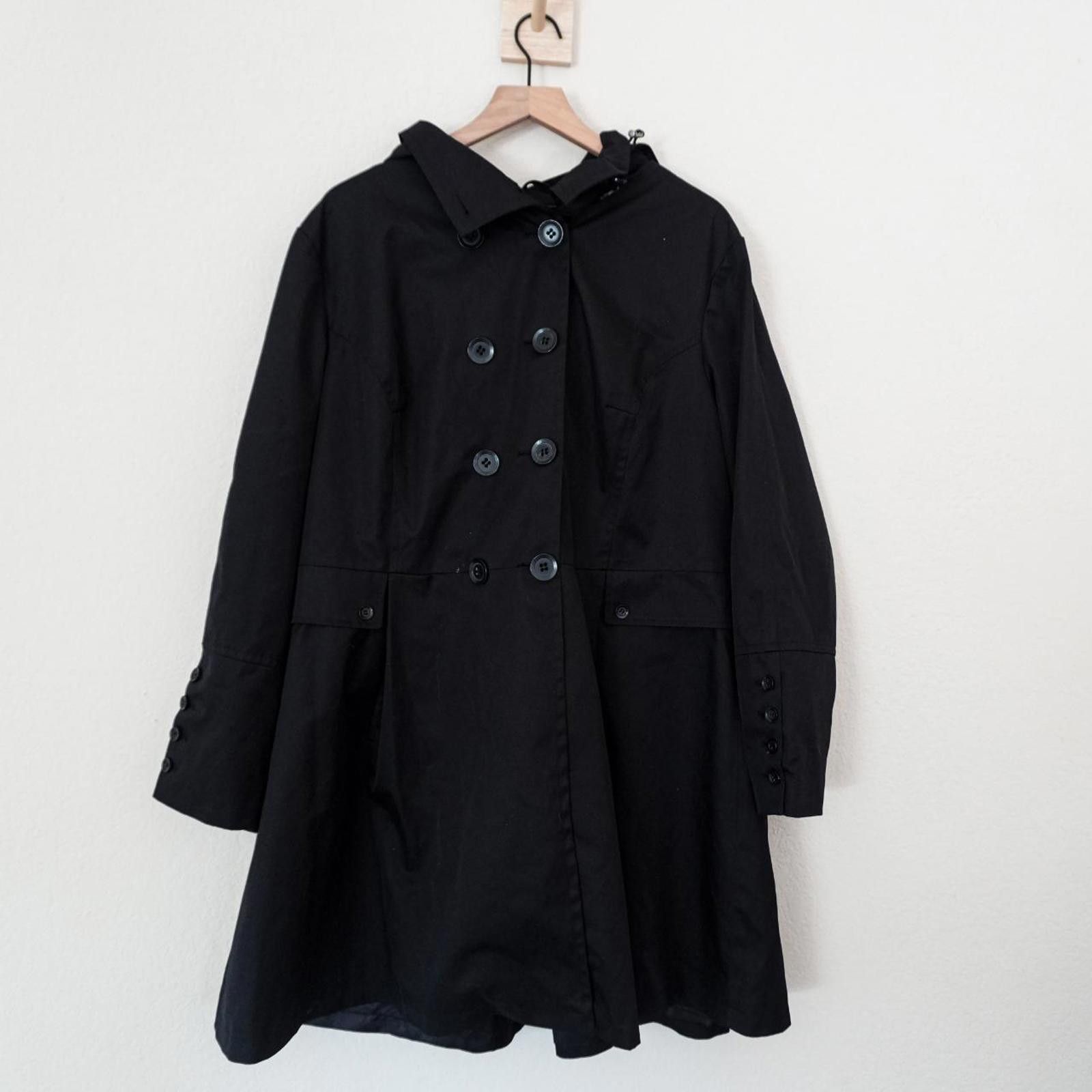 Other BGSD Coat Women's 1X Black Trench Double Breast Hoodie Size XL / US 12-14 / IT 48-50 - 1 Thumbnail