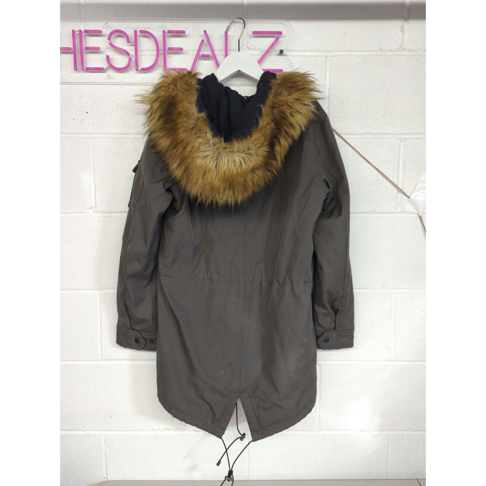 Other S13 Sz Med M Olive Green Faux Fur Hood Utility Jacket Parka Size M / US 6-8 / IT 42-44 - 5 Thumbnail