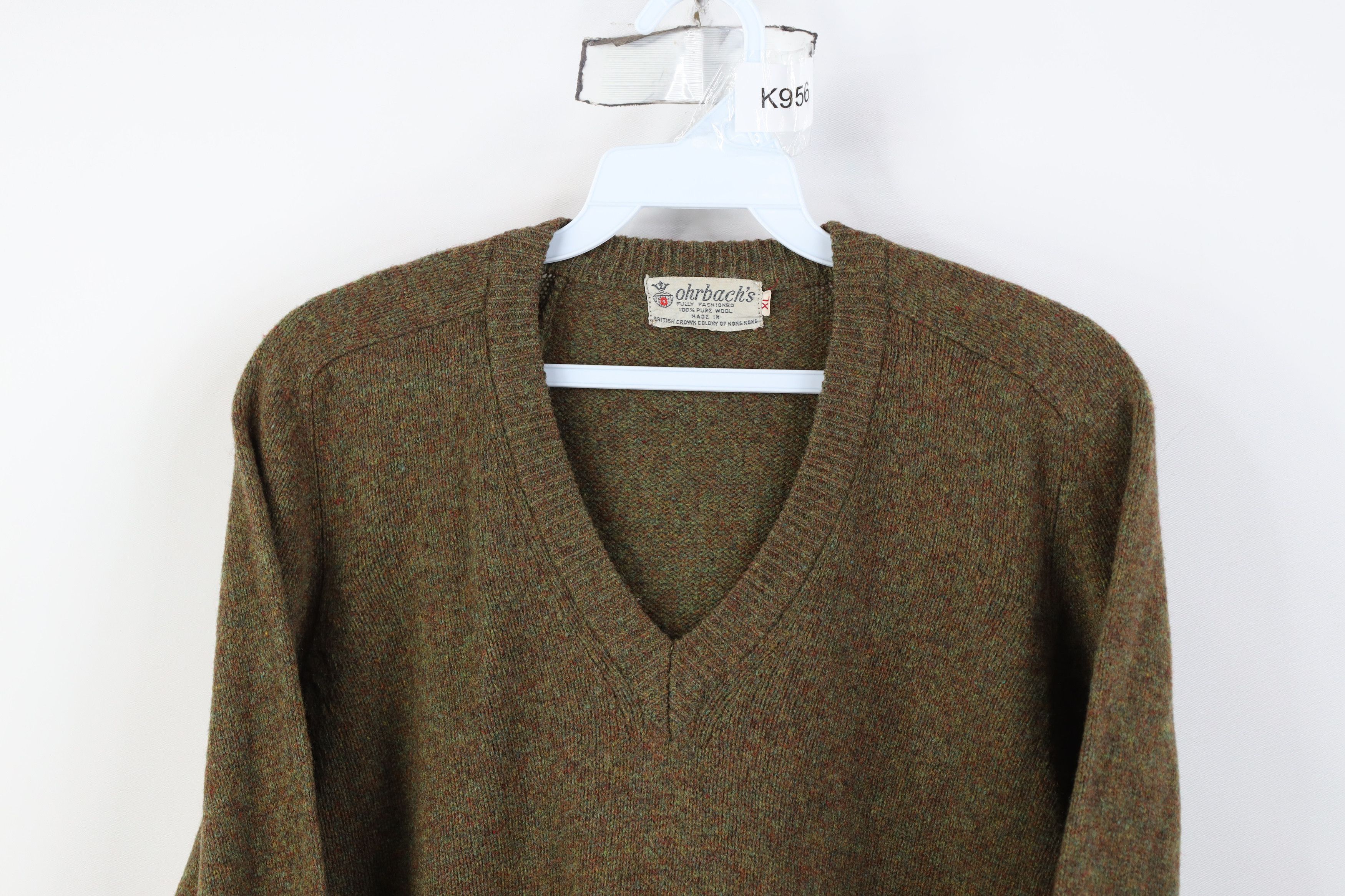 Vintage Vintage 50s Fleck Elbow Patch Wool Knit V-Neck Sweater Size US XL / EU 56 / 4 - 2 Thumbnail