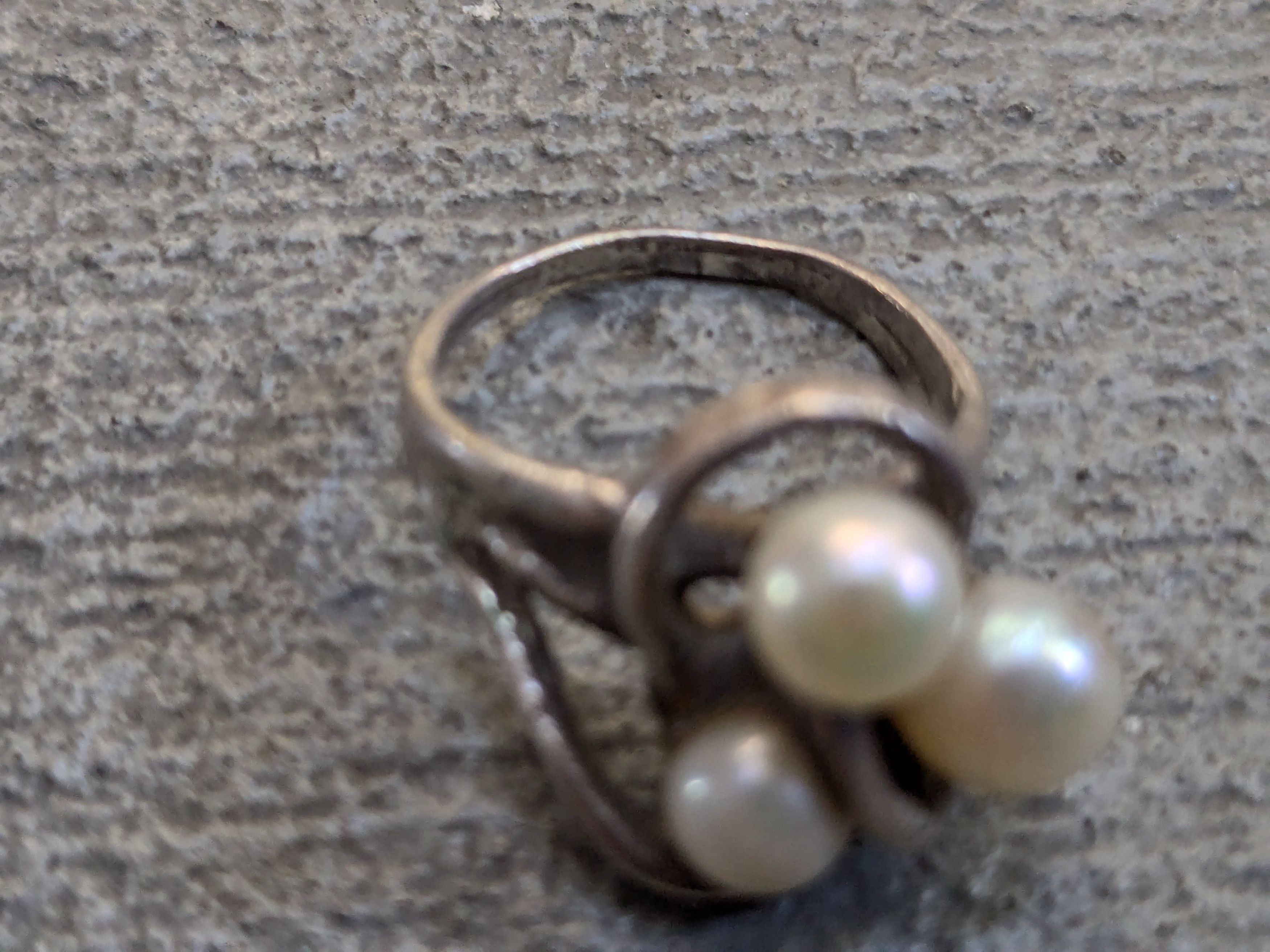 Other Vintage Sterling Silver Ring Pearl 6.25 Modern Abstract Size ONE SIZE - 8 Thumbnail