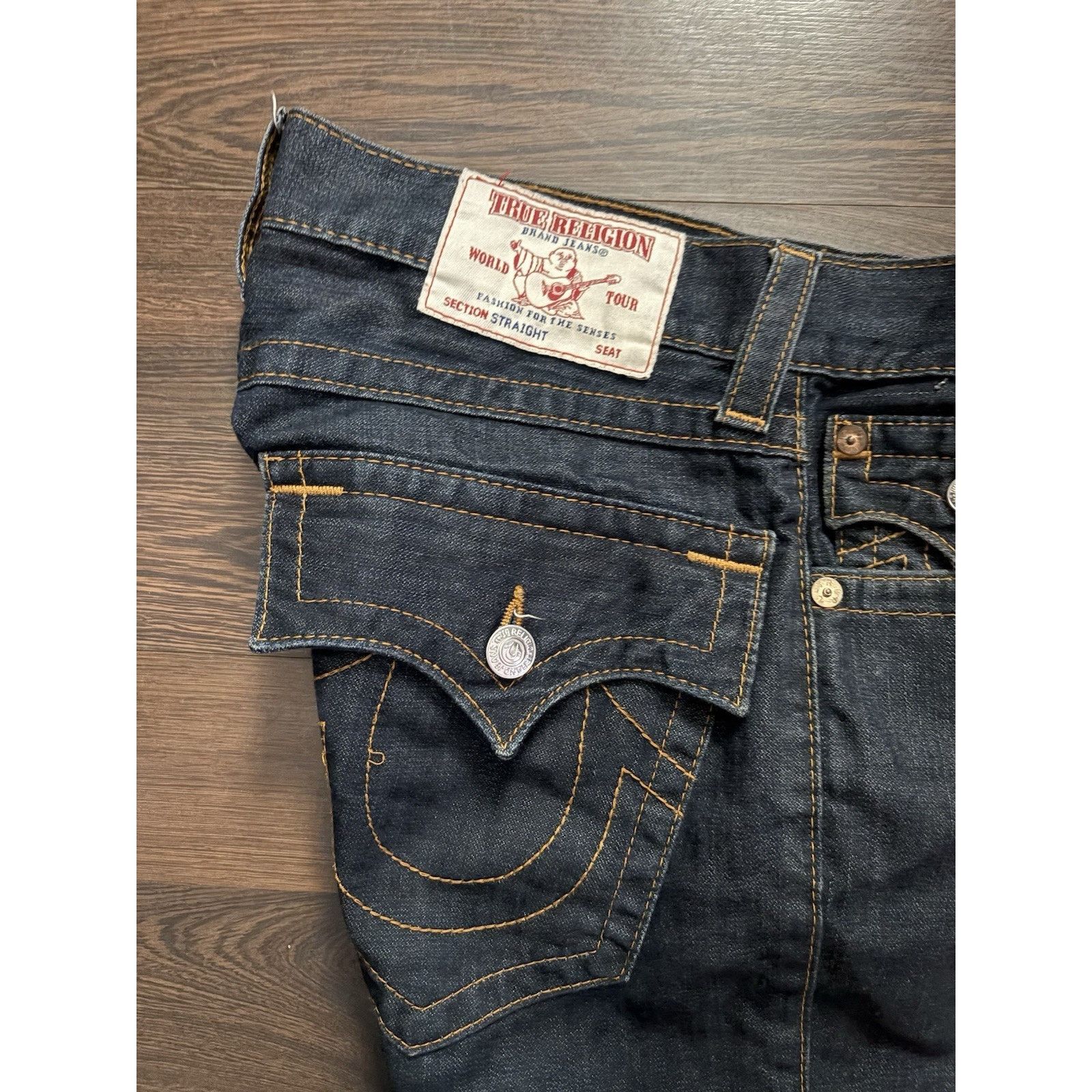 True Religion Shorts Mens 30 Blue Straight Flap Pocket Bermu