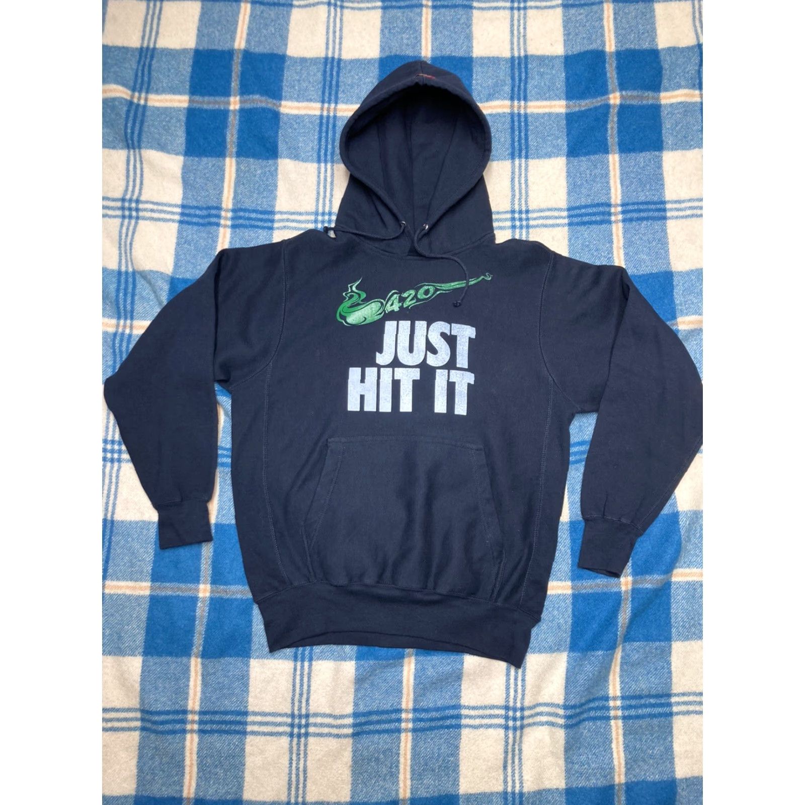 Nike VINTAGE Nike Hoodie Mens Pullover Black Med 420 boot parody Dickies Y2K Size US M / EU 48-50 / 2 - 2 Thumbnail