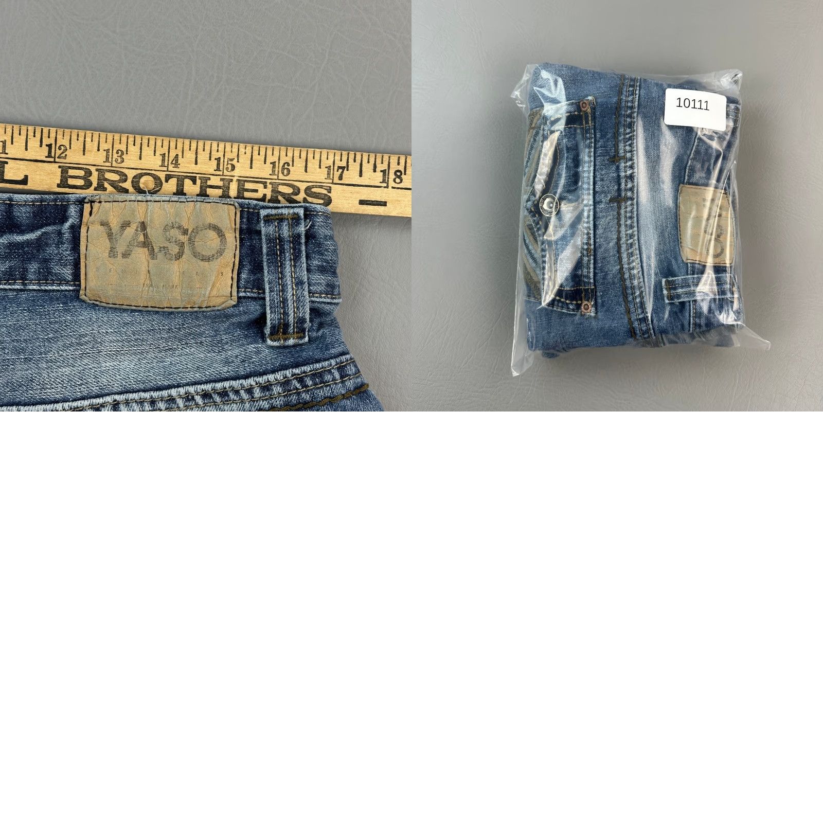 Vintage VINTAGE YASO Jeans Mens 34x33 Blue Straight Distressed Embroidered Pocket Y2K Jeans Size US 34 / EU 50 - 10 Thumbnail