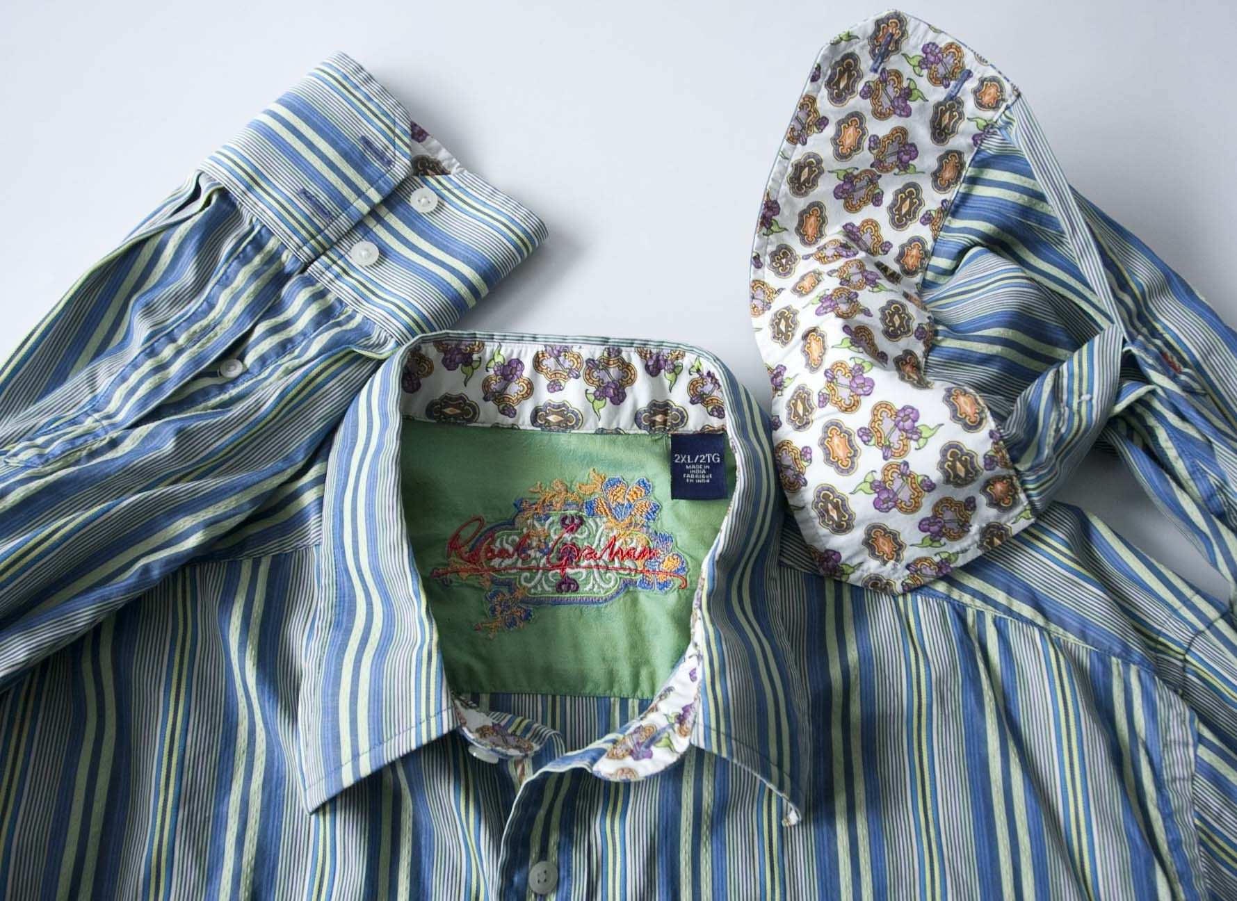Robert Graham Robert Graham Shirt Stripe Blue / Green Size 2XL Size US XXL / EU 58 / 5 - 3 Thumbnail