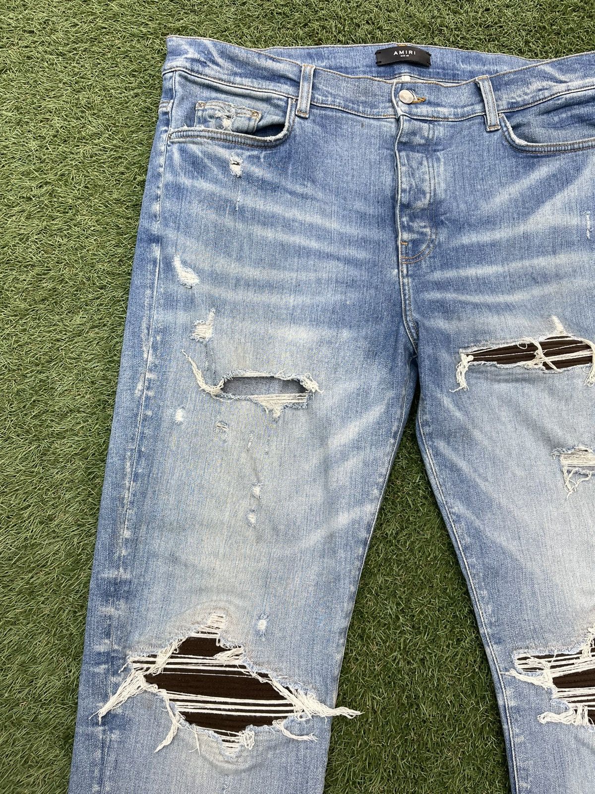 Amiri Size 40 - Amiri Blue Denim Brown Patch Jeans $1090 Retail Size US 40 / EU 56 - 2 Thumbnail