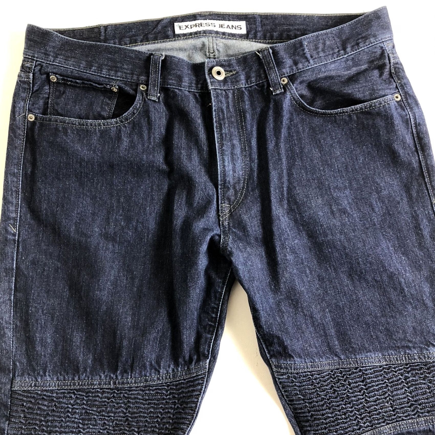Express Express Jeans Slim Fit Skinny Leg Moto Denim 36x32 Blue Men’s Regular Stretch Pockets Zipper Logo Denim Size US 36 / EU 52 - 4 Thumbnail
