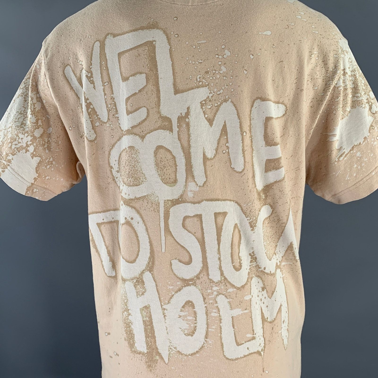 Acne Studios ACNE STUDIOS XXS Tan White Graphic Cotton Crew-Neck T-shirt Size US XXS / EU 40 - 2 Thumbnail