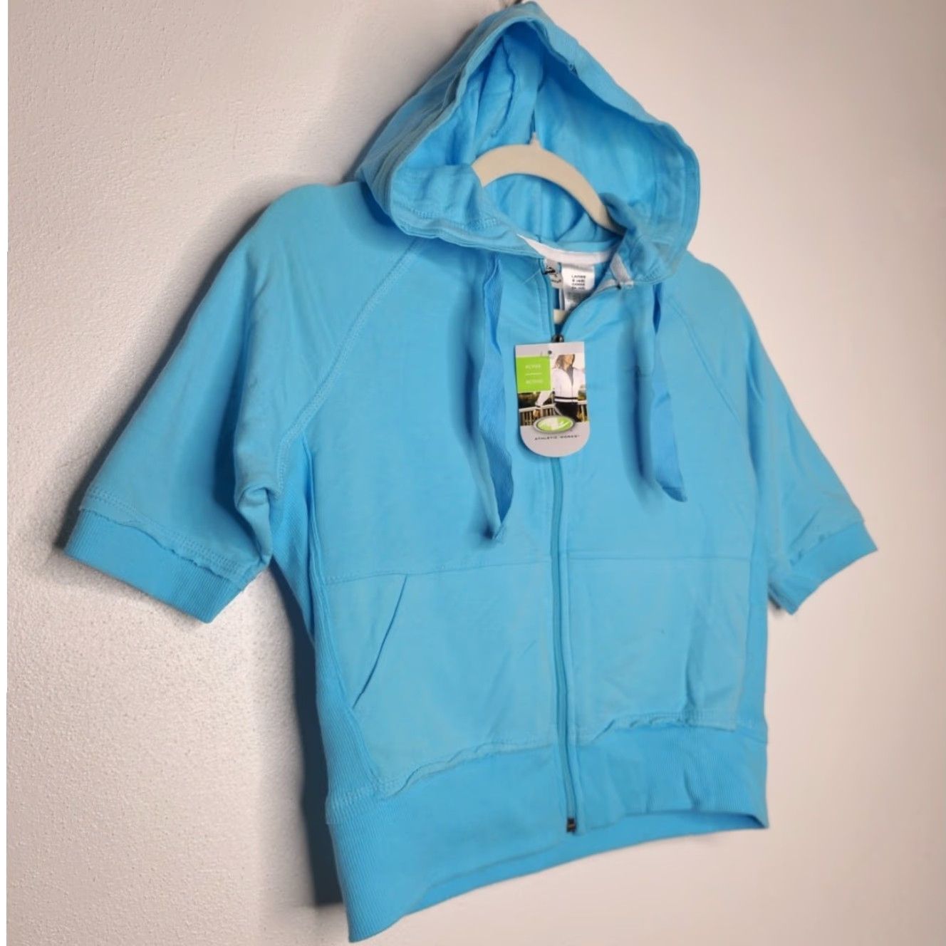 Athletic Works VINTAGE Athletic Works T-Shirt Hoodie Short Sleeve Zip Up Crop S Blue Womens 90s S Small Regular Size 28" / US 6 / IT 42 - 2 Thumbnail