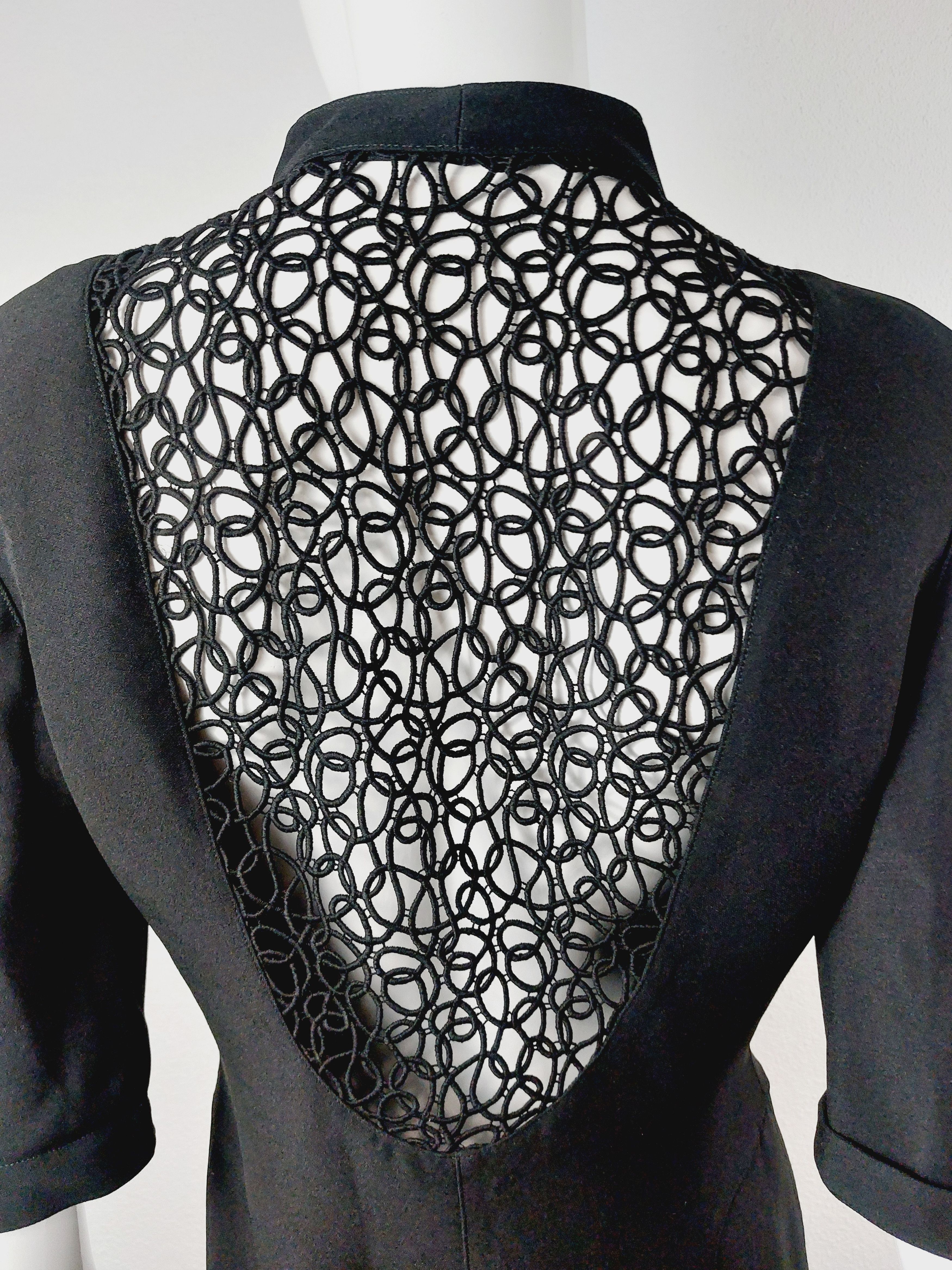 Thierry Mugler Thierry Mugler Archival Black Lace Open Back Cocktail Dress Size S / US 4 / IT 40 - 19 Thumbnail