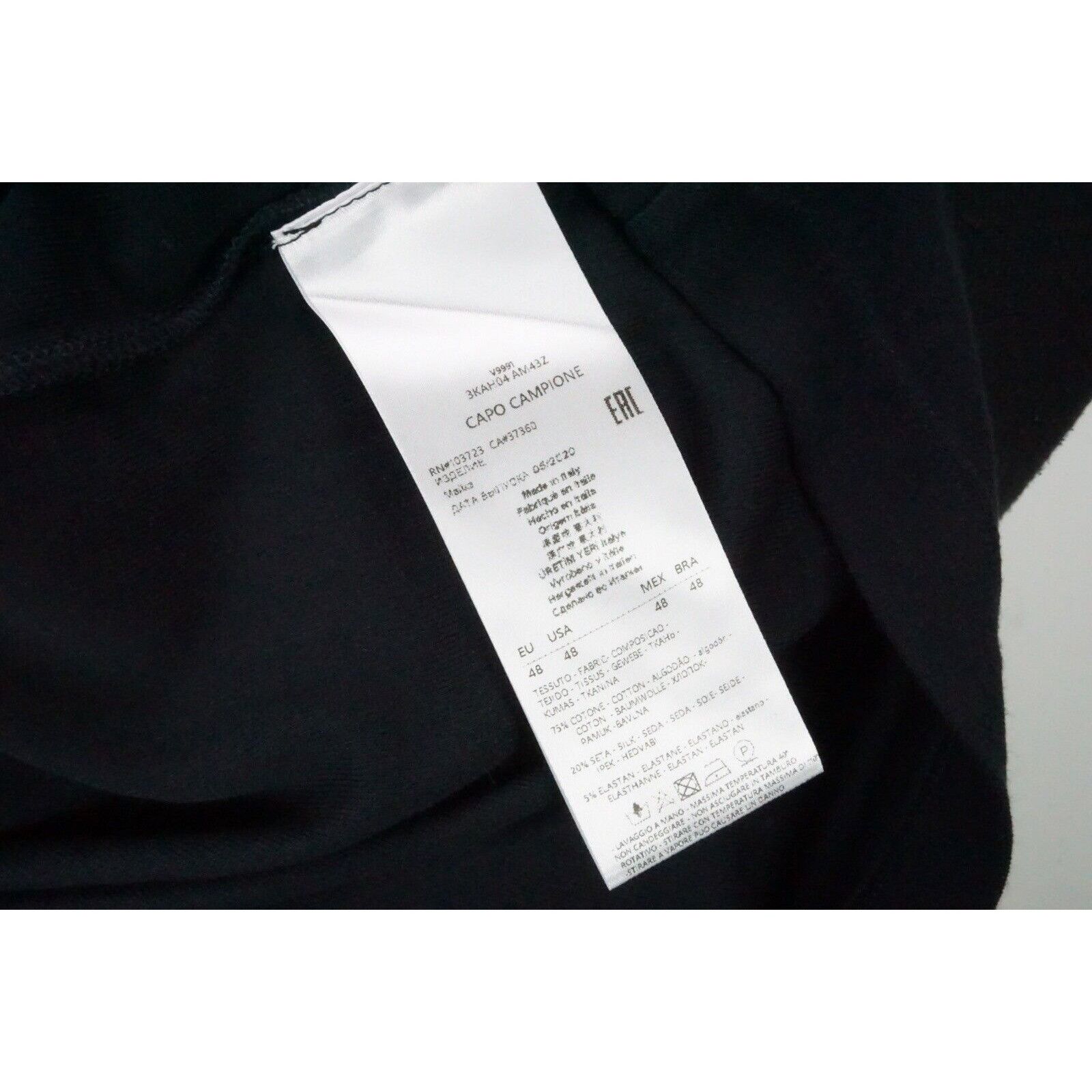 Giorgio Armani Giorgio Armani Black Label Black BIG Logo Silk Blend T Shirt Size US M / EU 48-50 / 2 - 5 Thumbnail