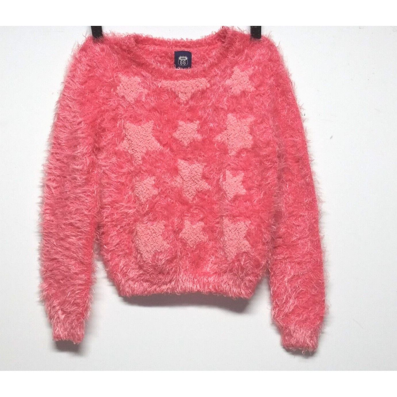 Route 66 Route 66 Juniors Sweater eyelash Pink stars Sz S/M Size S / US 4 / IT 40 - 1 Thumbnail