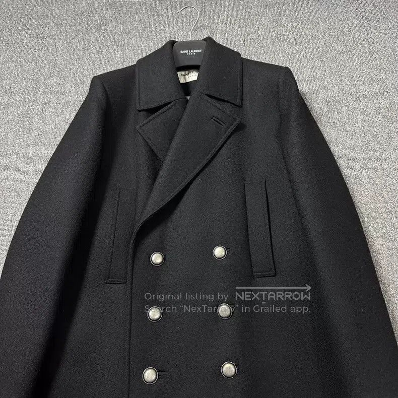 Saint Laurent Paris Saint Laurent Paris Black Double-breasted Silver扣Wool Grea Size US M / EU 48-50 / 2 - 2 Thumbnail
