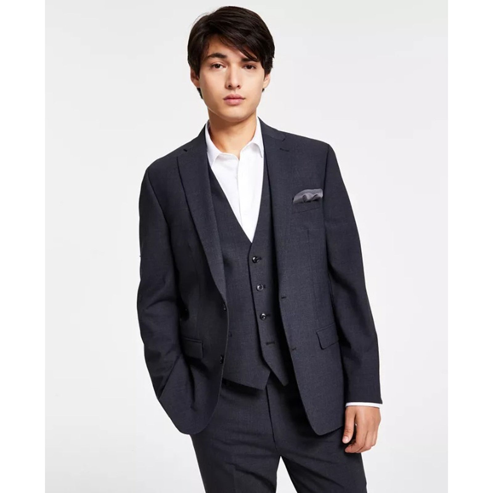 Bar III Bar III Men's Charcoal Wool Skinny Suit Jacket Size 36S Size 36S - 1 Thumbnail