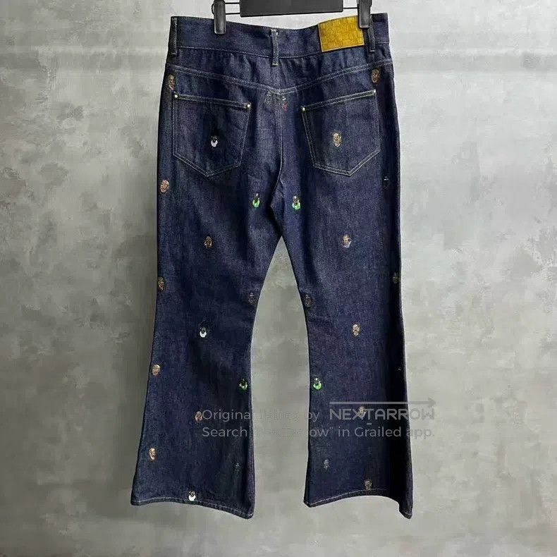 Louis Vuitton Louis Vuitton Blue monogrammed Logo embroidered flared jea Size US 27 - 8 Thumbnail