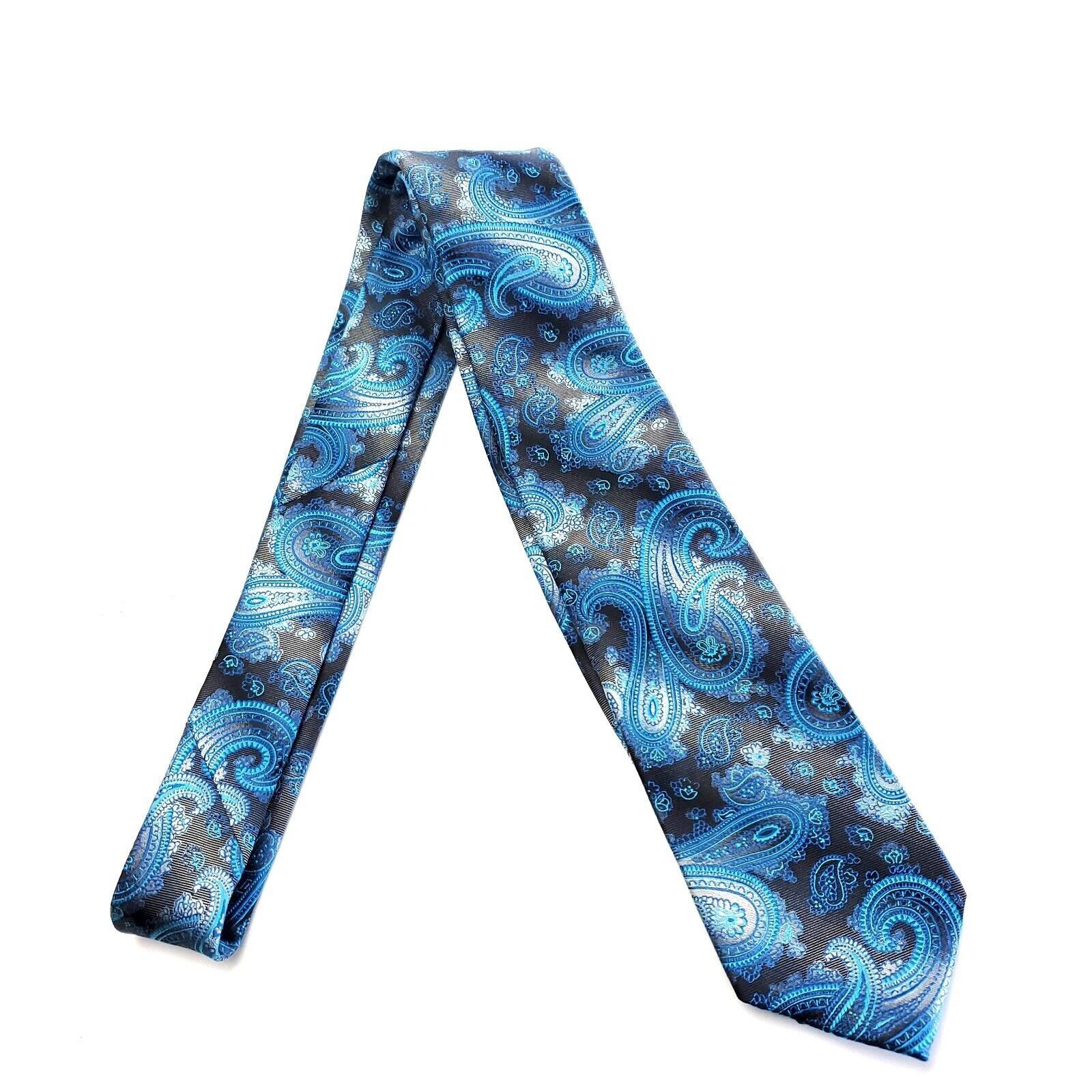 Alexander Julian Alexander Julian Colours Polyester Gray Teal Paisley Tie Size ONE SIZE - 6 Thumbnail