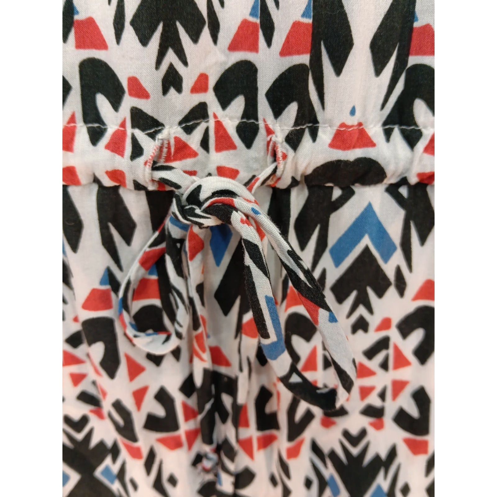 Velvet VELVET by Graham & Spencer Dress L Multi-Color Geometric Drawstring Waist Knee Length Women's Slim Slip Dress Size L / US 10 / IT 46 - 6 Thumbnail