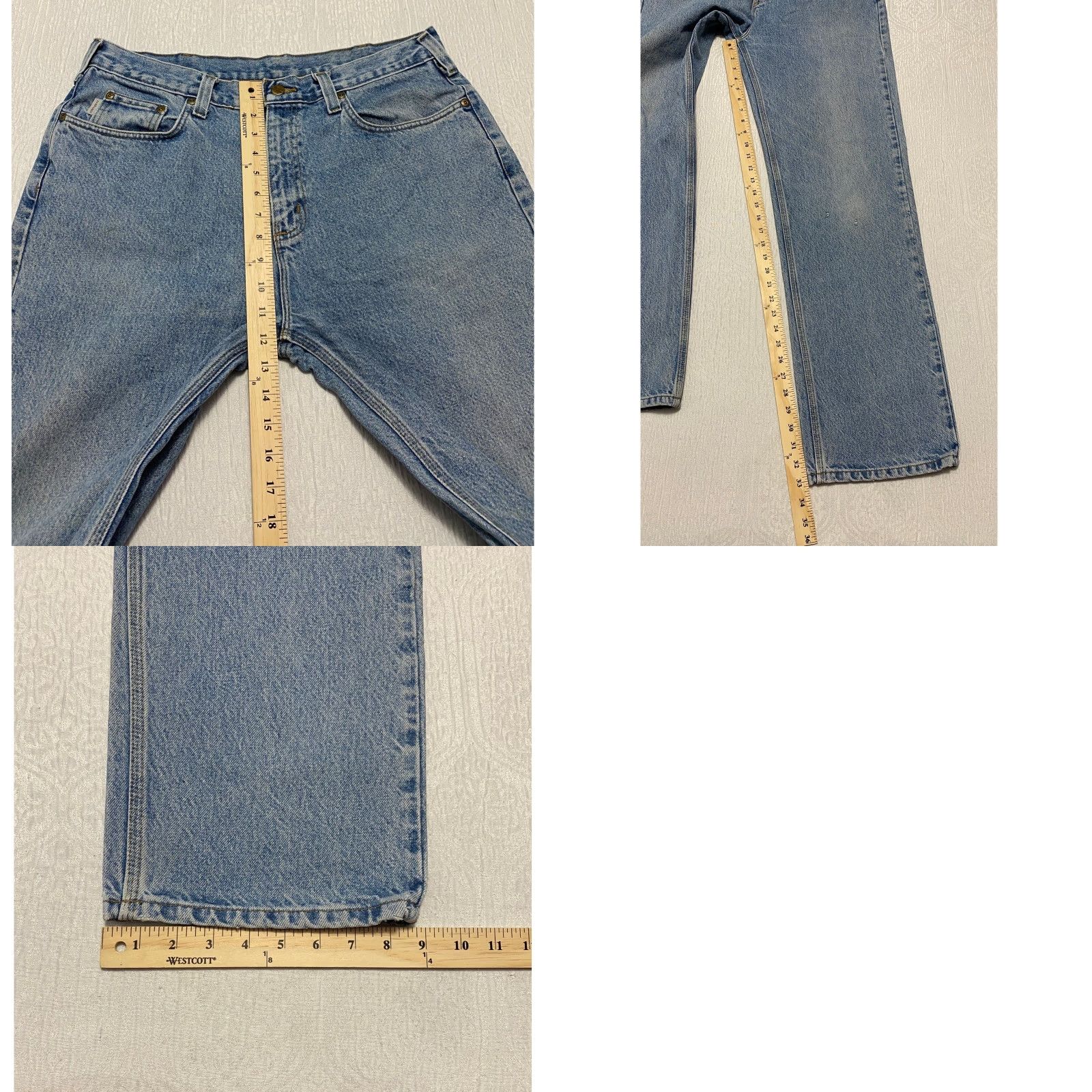 Carhartt Carhartt Jeans 36x34 Men Relaxed Straight Denim Light Blue 5-Pocket Logo Button Zip Cotton Jeans Size US 36 / EU 52 - 8 Thumbnail