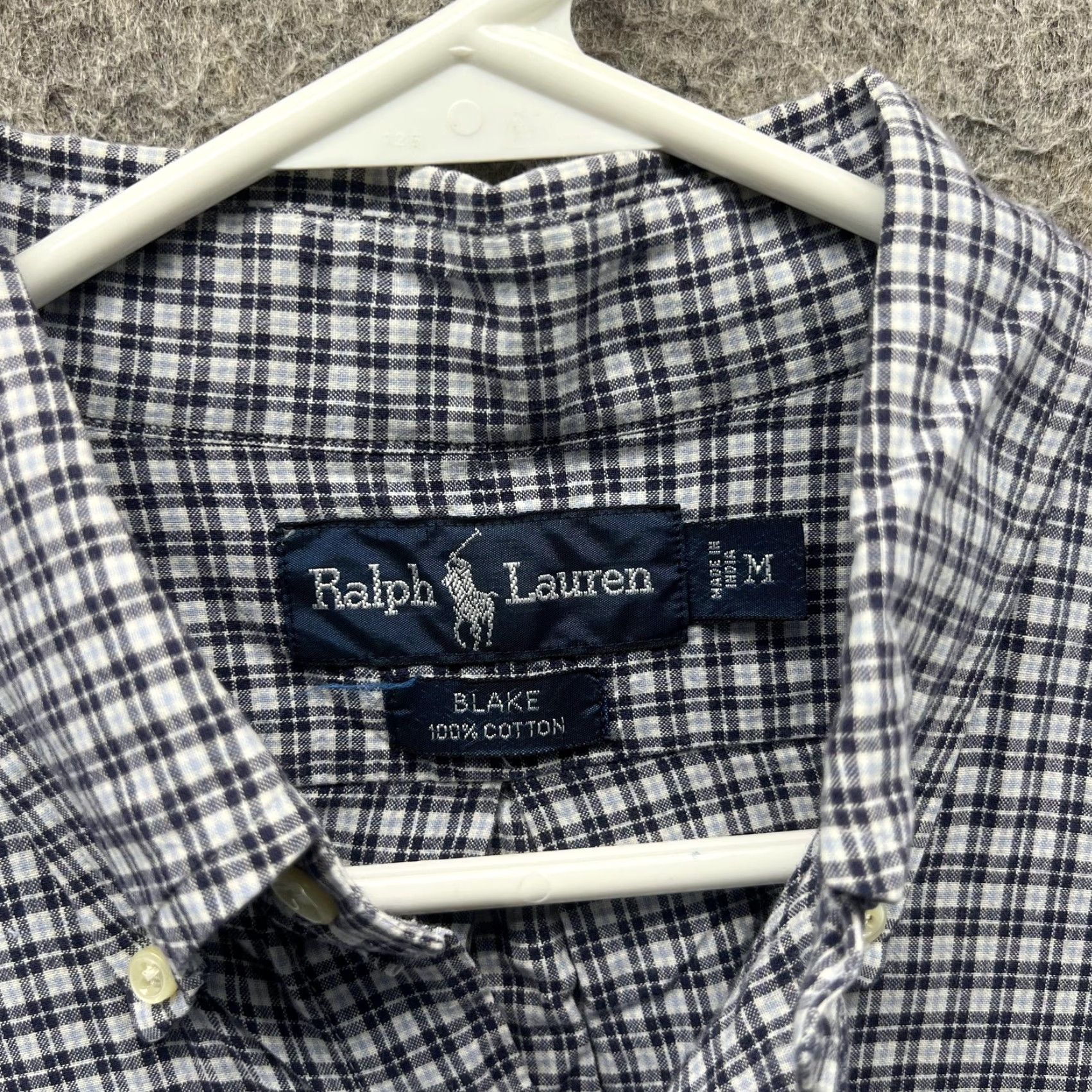 Ralph Lauren VINTAGE Ralph Lauren Shirt Mens Medium Blue Check Button Front Casual Woven Polo Pony Embroidered Size US M / EU 48-50 / 2 - 5 Thumbnail