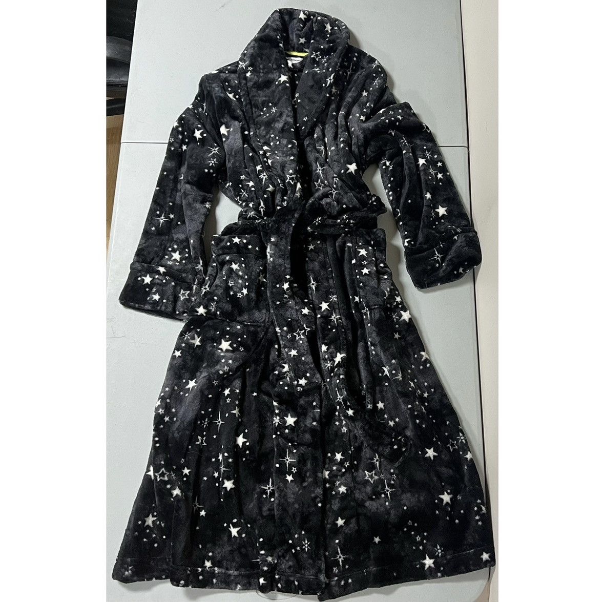 Sonoma Black Stars Galaxy Plush Belted Robe Bathrobe Size S💫✨ #robe Size S / US 4 / IT 40 - 1 Thumbnail
