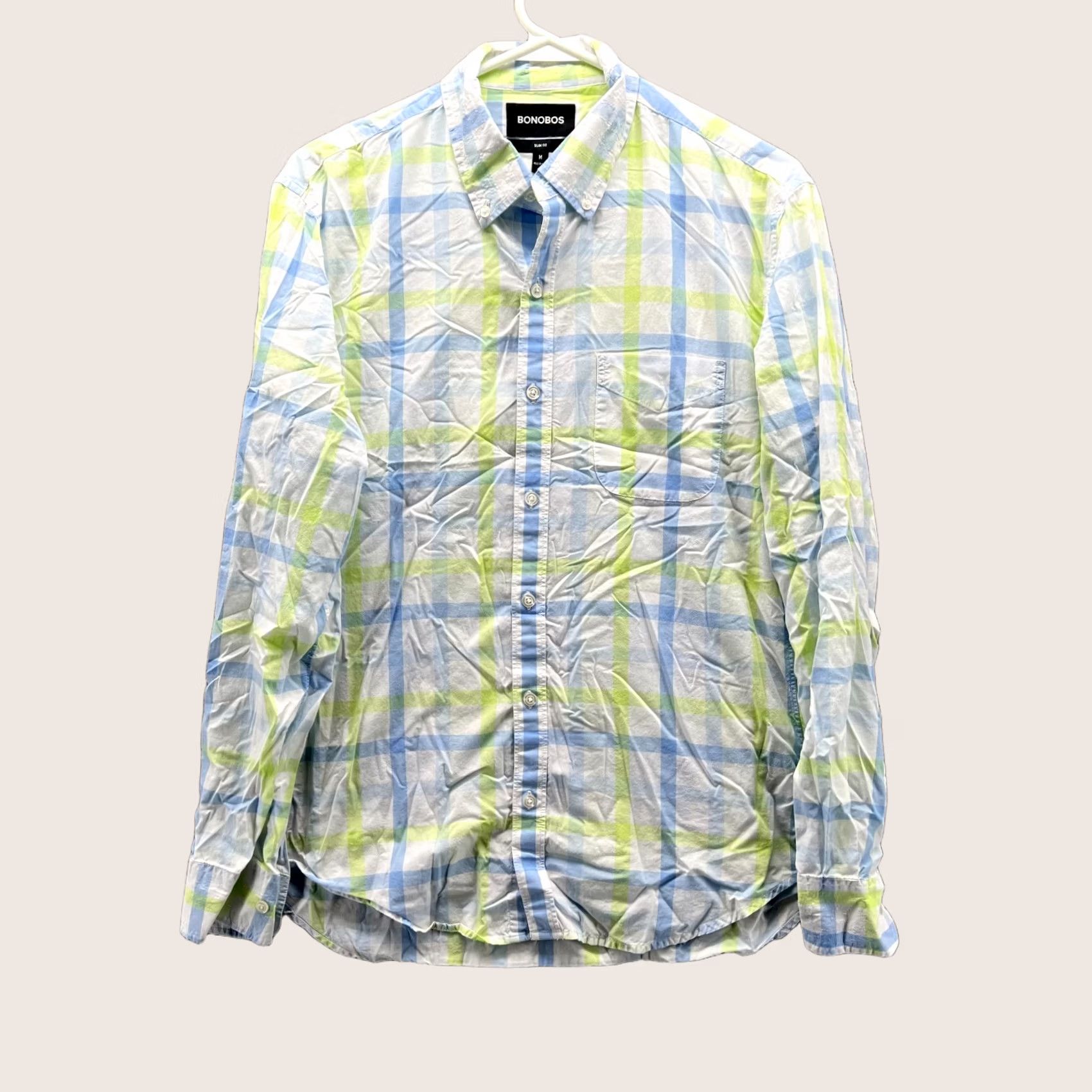 Bonobos Bonobos Shirt Men Medium Blue Green White Casual Button Down Slim Fit Check Shirt Size US M / EU 48-50 / 2 - 1 Thumbnail