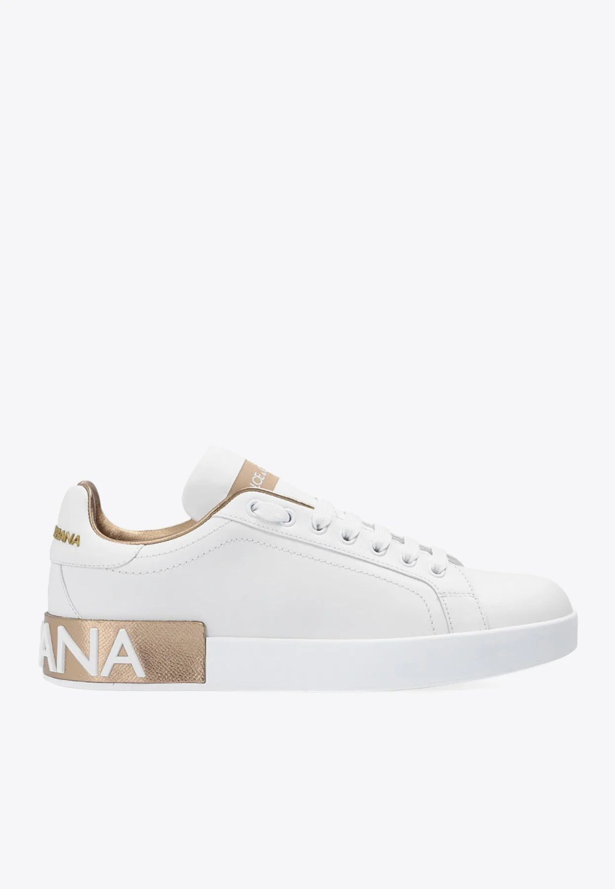 Dolce & Gabbana o1s22i1n0225 Calfskin Low-Top Sneakers in White Gold Size US 7 / IT 37 - 1 Thumbnail