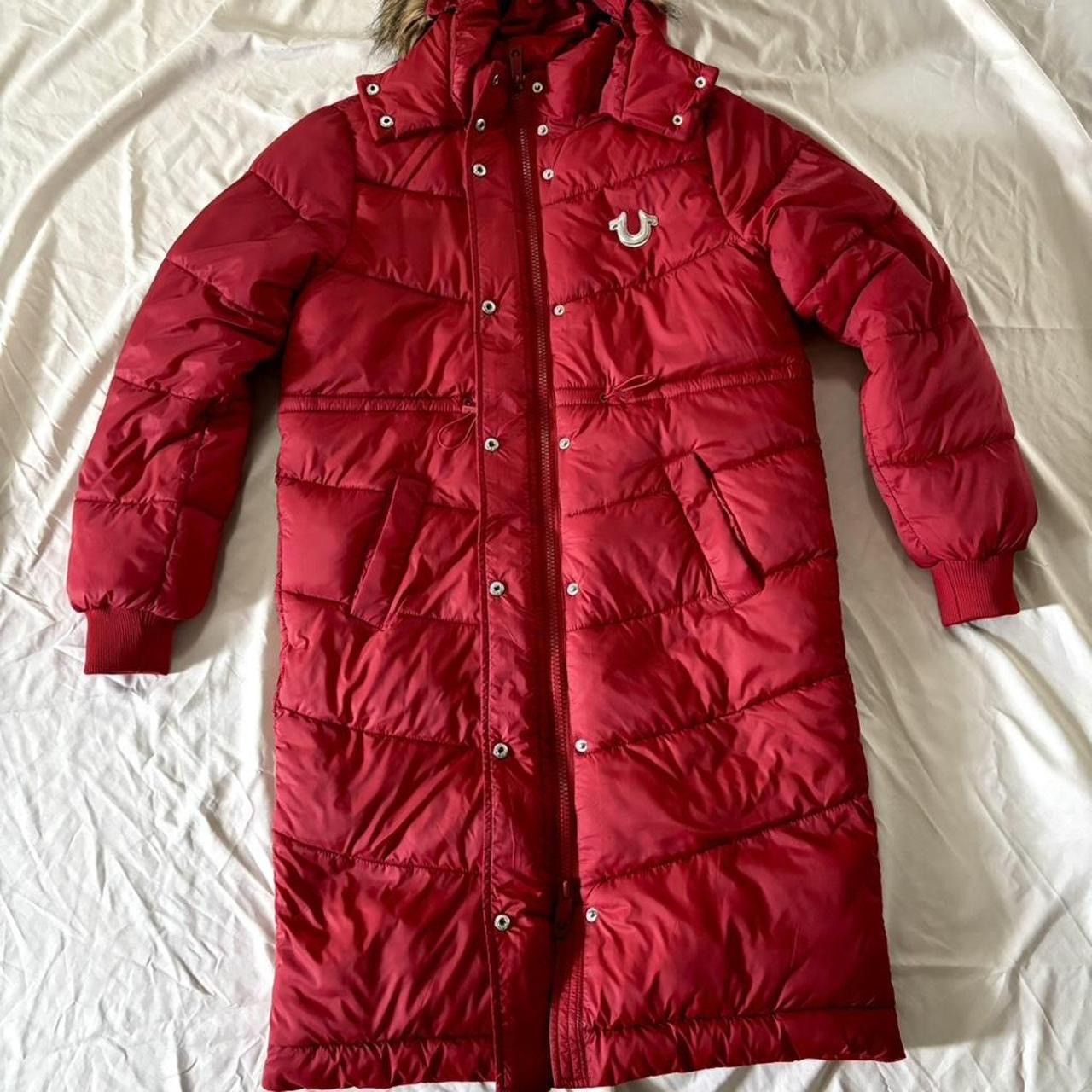 True Religion True Religion Red Longline Puffer Jacket Fur Hood Y2K Size S / US 4 / IT 40 - 2 Thumbnail