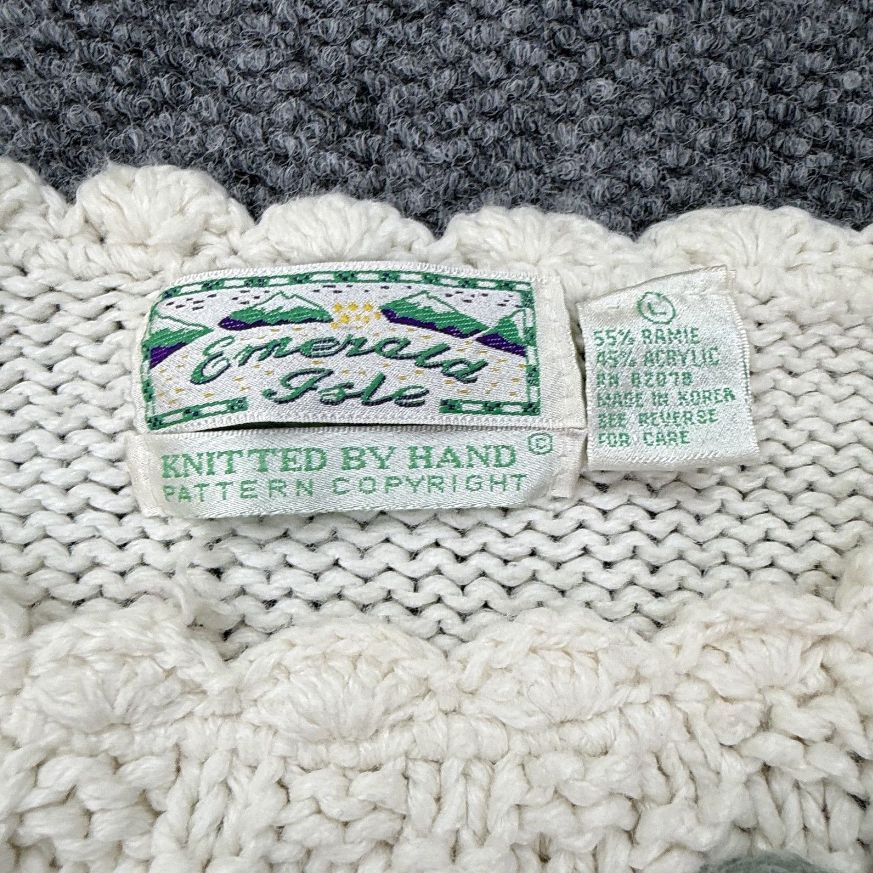 Vintage VINTAGE Emerald Isle Sweater Women's Pullover Adult Large White Floral Knit Ramie 80s Korea Women's Sweater Size L / US 10 / IT 46 - 3 Thumbnail