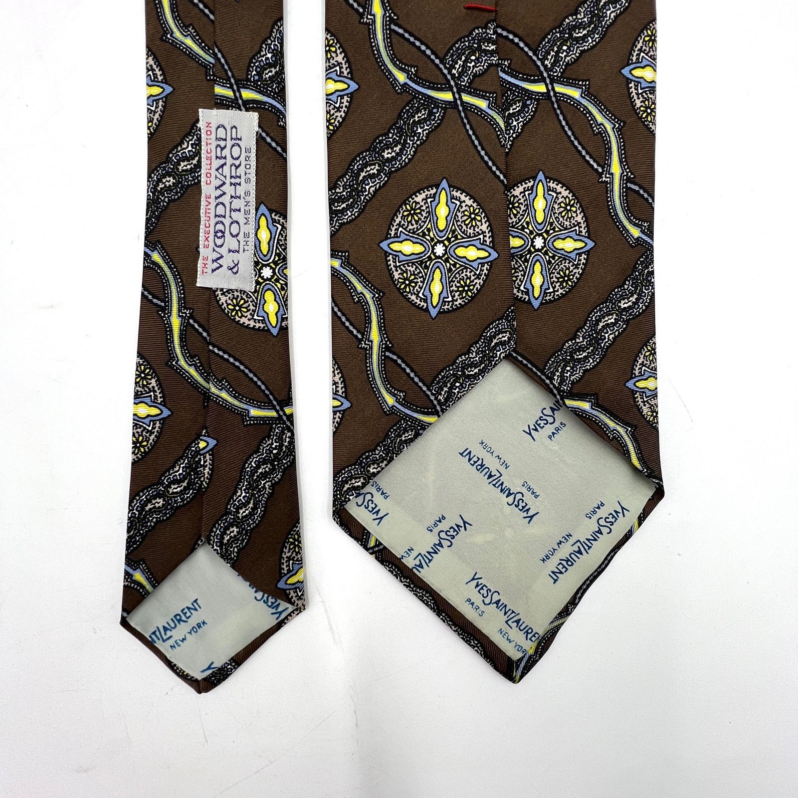 Vintage × Yves Saint Laurent Yves Saint Laurent Vintage 70s Silk Tie Brown Size ONE SIZE - 5 Thumbnail