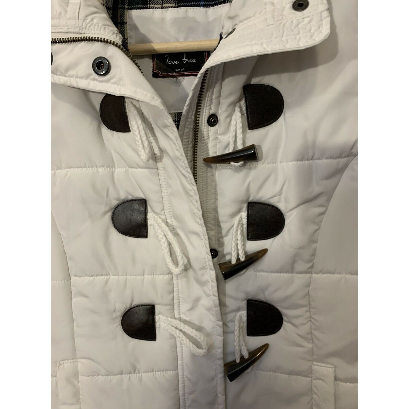 Other Love Tree white plaid lined women’s Sz S zipper closure hood Size S / US 4 / IT 40 - 3 Thumbnail