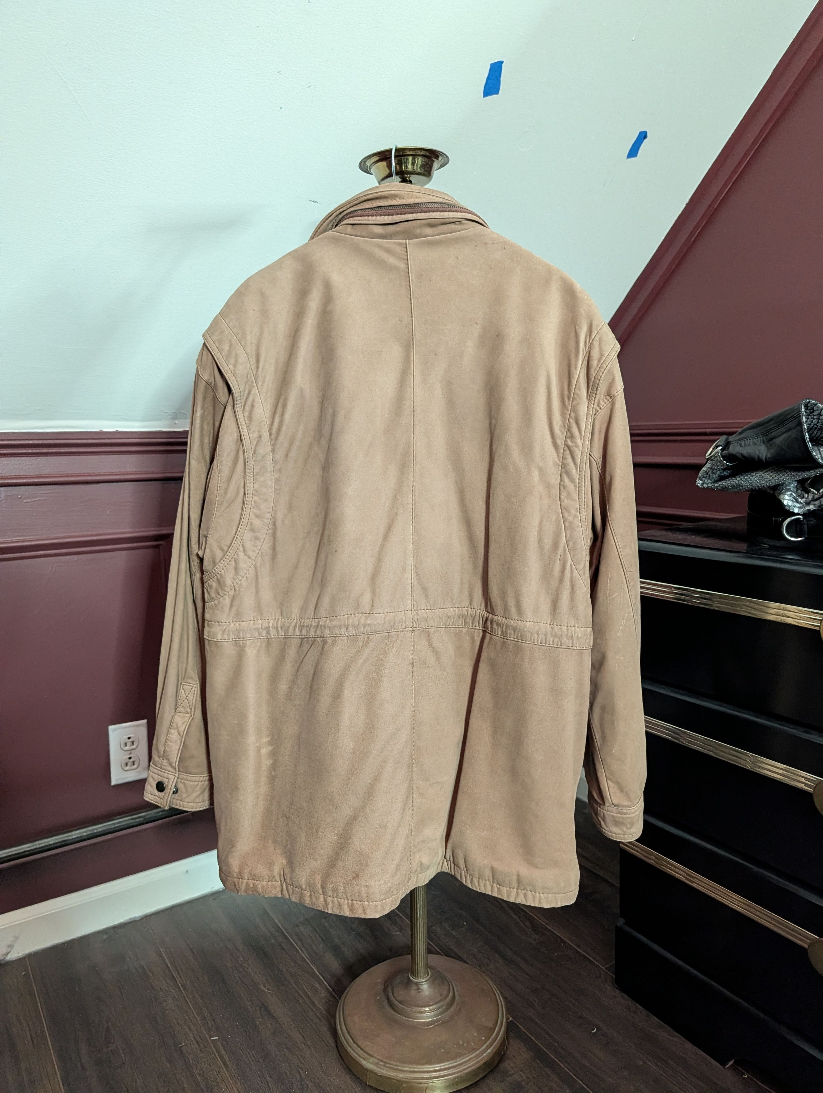 Vintage U2 Wear Me Out brown wool lined zip-up leather moto jacket Size US L / EU 52-54 / 3 - 8 Thumbnail
