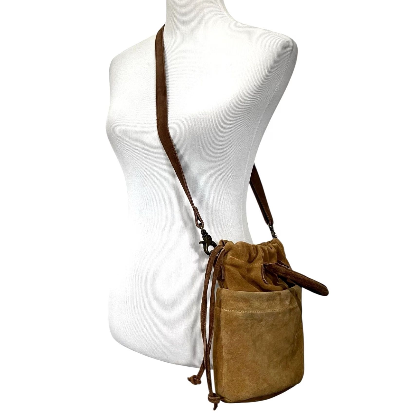 Free People Free People Purse Scout Slouchy Crossbody Tan Brown Suede Drawstring Mini Bag Women's Shoulder Bag Size ONE SIZE - 5 Thumbnail