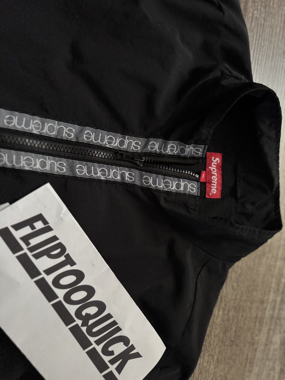 Supreme classic logo taping track jacket black deals