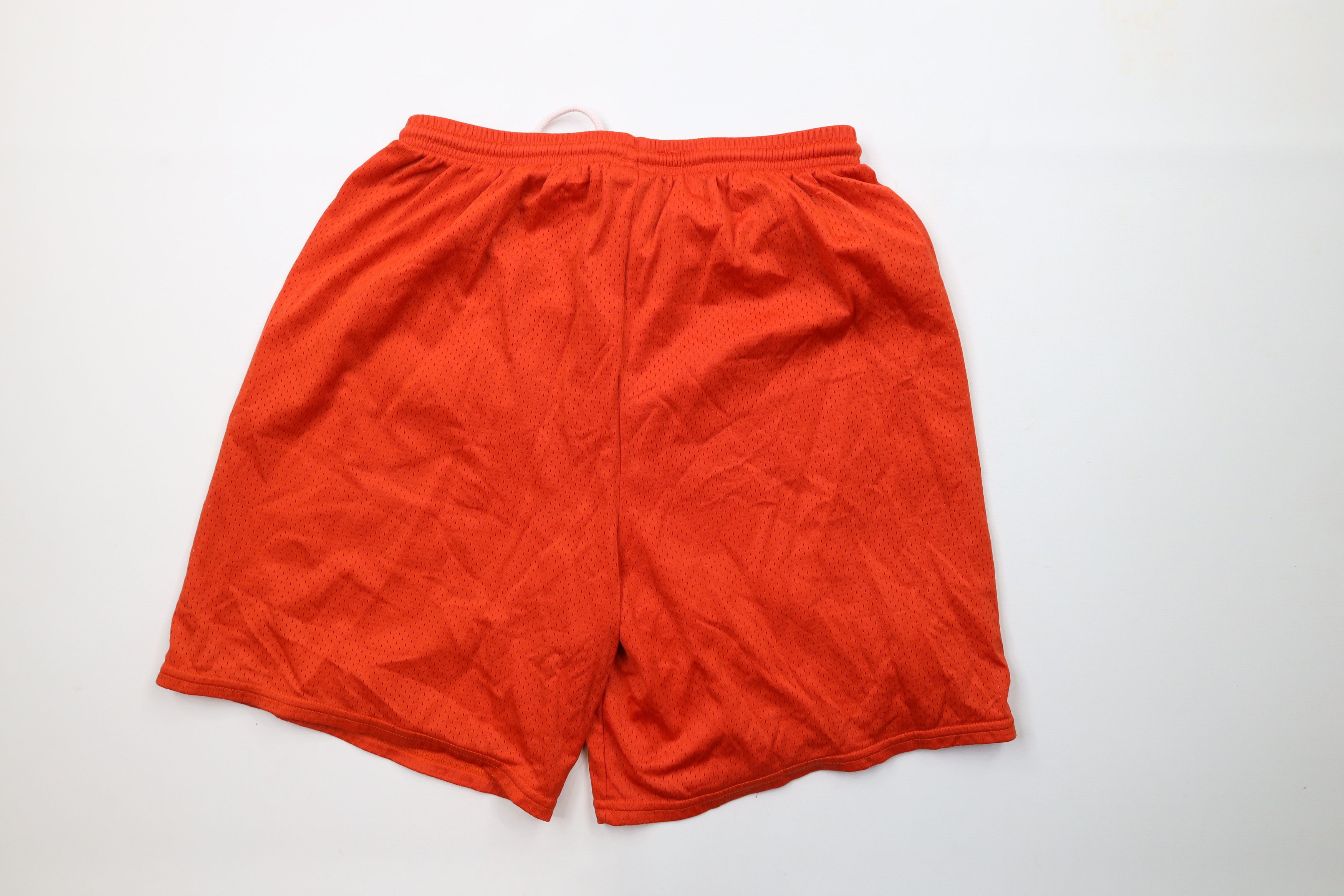 Nike × Vintage Vintage 90s Nike Mini Swoosh Above Knee Mesh Shorts Orange Size US 32 / EU 48 - 8 Thumbnail