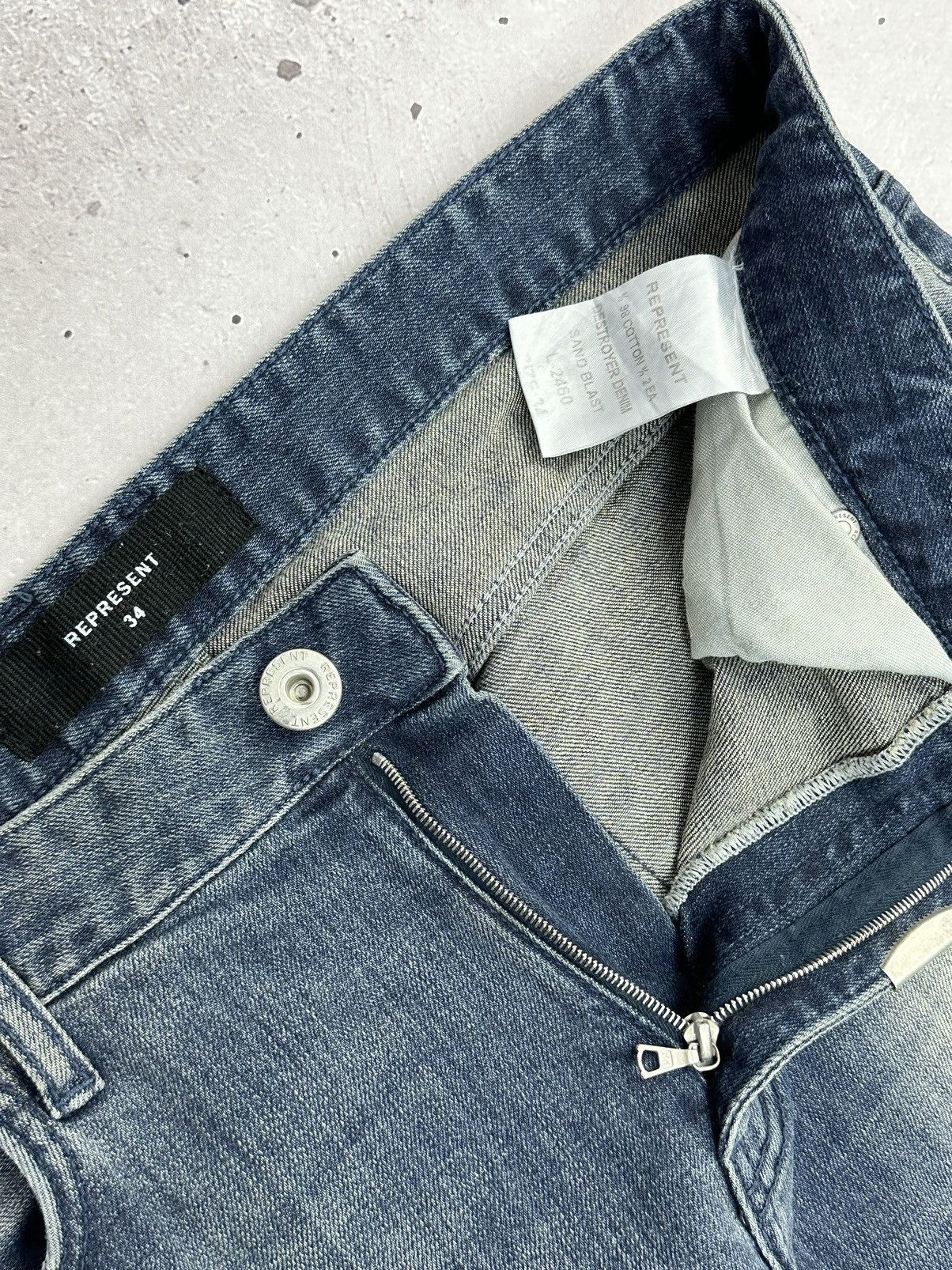 Represent Clo. Represent Destroyer Blue Cotton Sand Blast Men’s Jeans Size US 34 / EU 50 - 5 Thumbnail