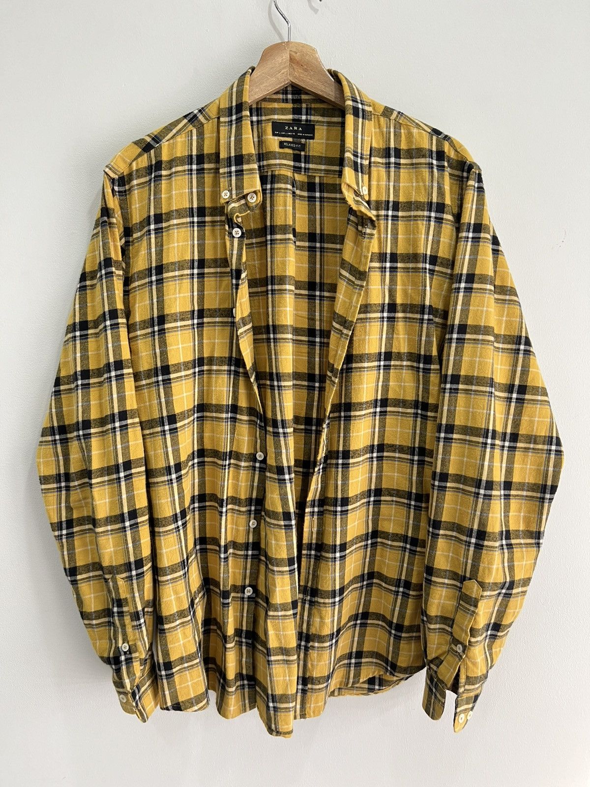 Zara Mens Zara Plaid Yellow Flannel Button Up Shirt L Size US L / EU 52-54 / 3 - 1 Thumbnail