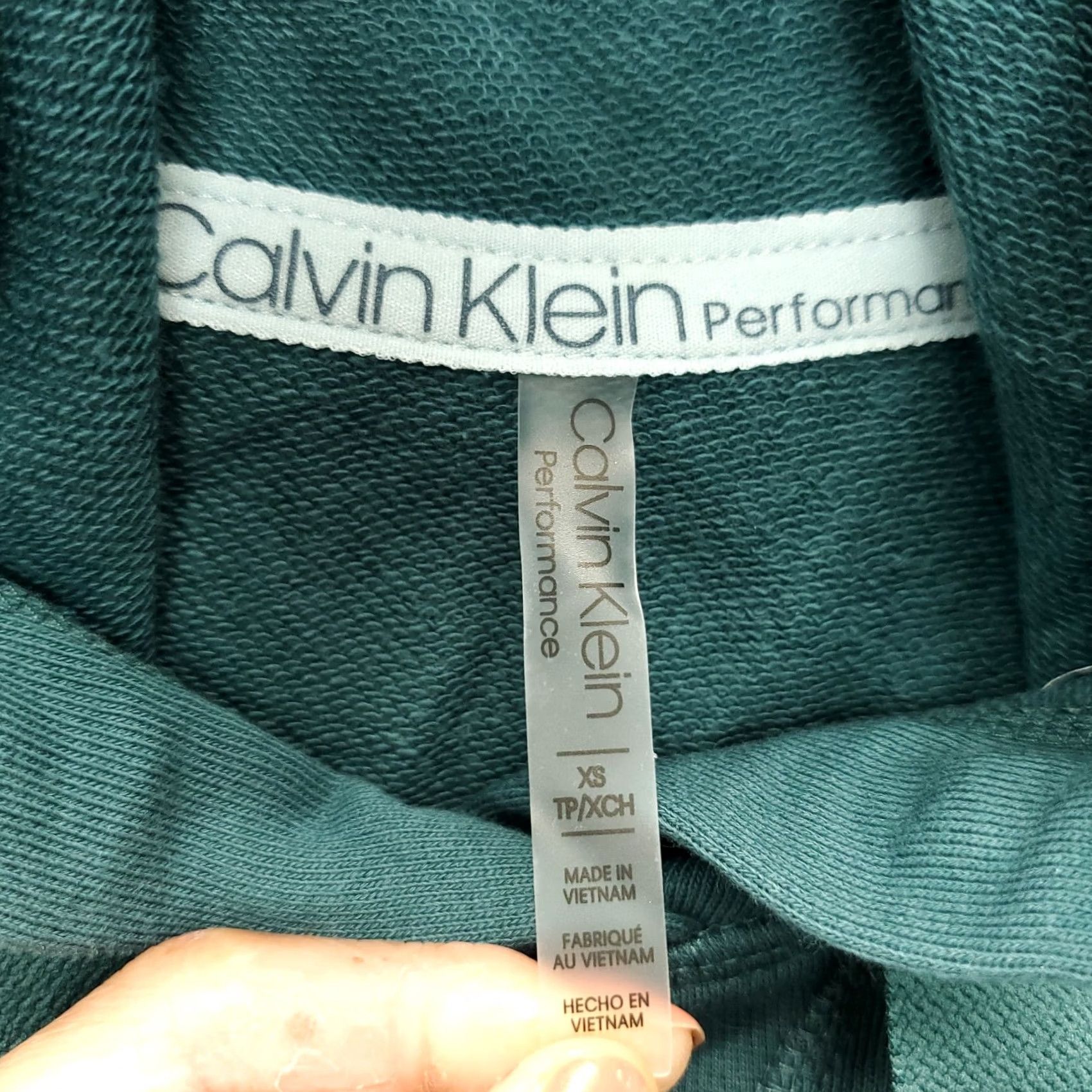 Calvin Klein Calvin Klein Performance Hoodie Womens XS Green Spell Out Stretch High Low Slit Shirt" Size XS / US 0-2 / IT 36-38 - 3 Thumbnail