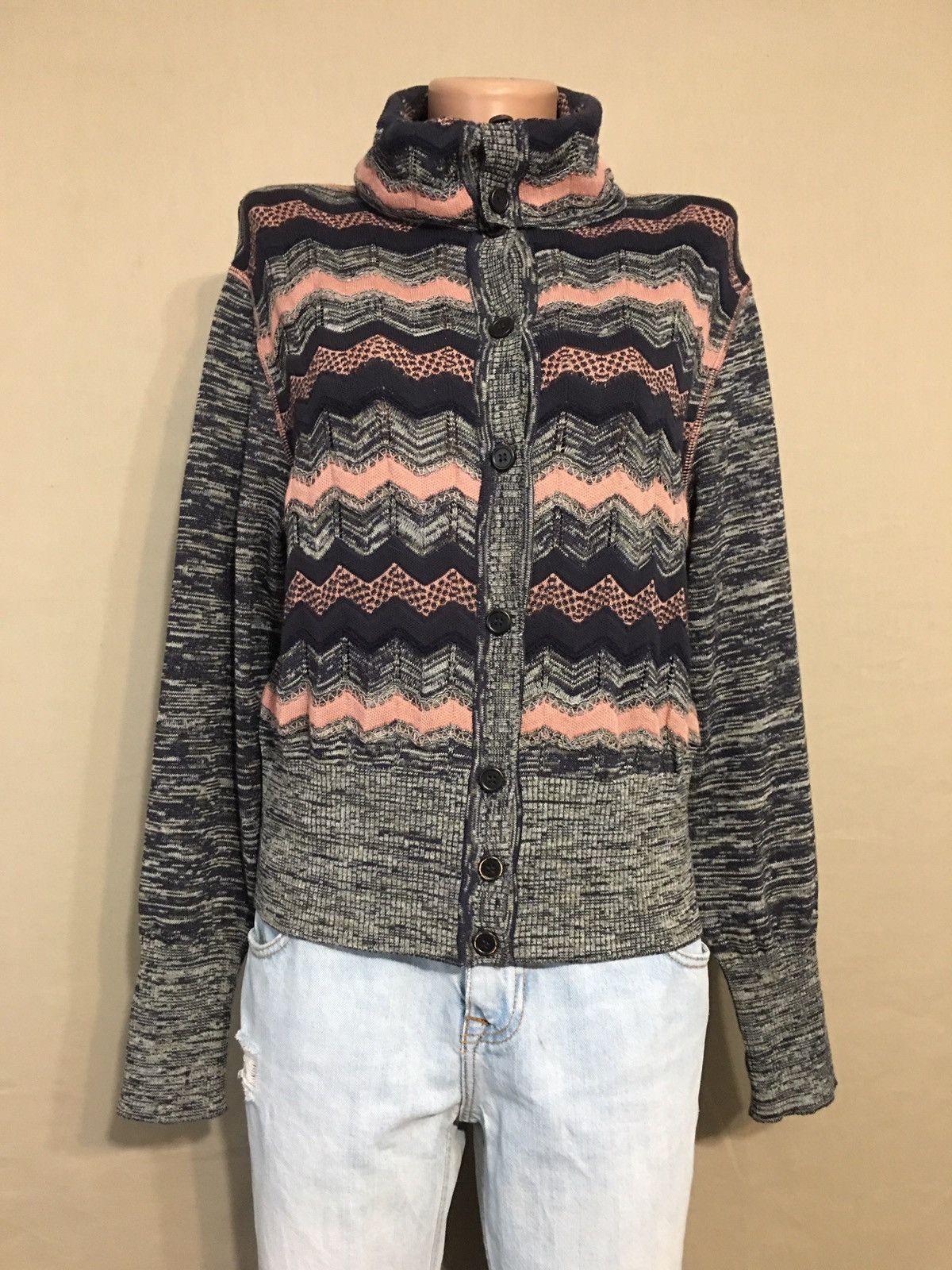 Missoni M MISSONI Crochet-knit Turtleneck Cardigan Sweater EU 42 Size M / US 6-8 / IT 42-44 - 4 Thumbnail