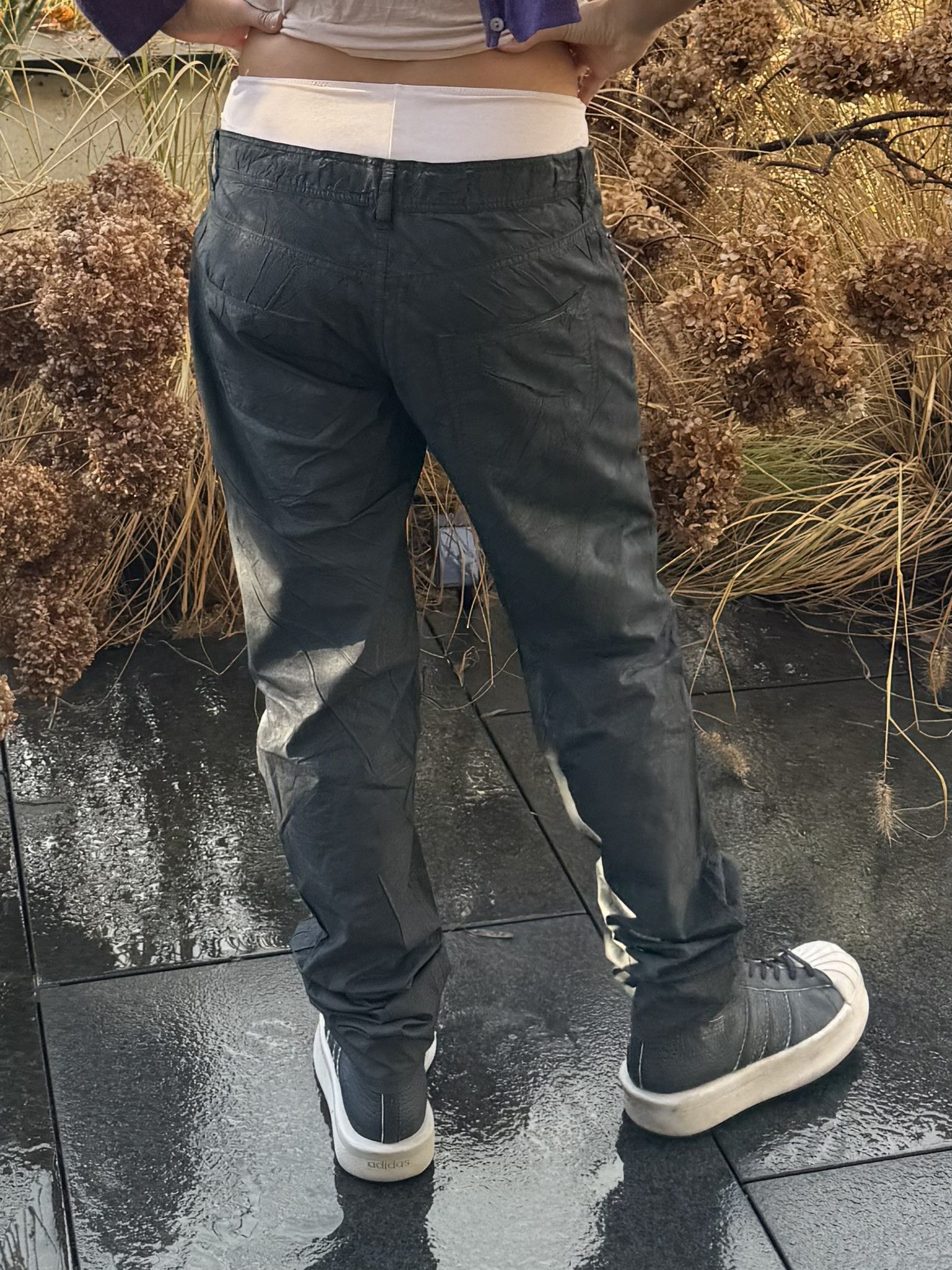 Rick Owens Drkshdw Rick Owens Olmar & Mirta dark grey waxed Pants Size US 34 / EU 50 - 12 Thumbnail