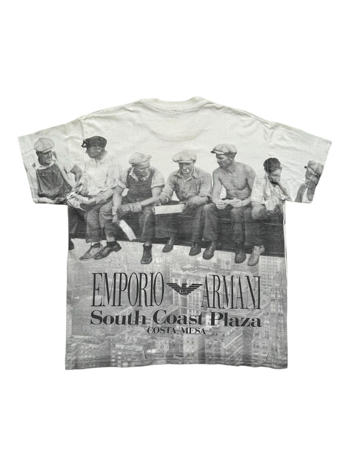 Emporio Armani Vintage 1991 Emporio Armani "Lunch atop a Skyscraper" Tee Size US XL / EU 56 / 4 - 1 Thumbnail