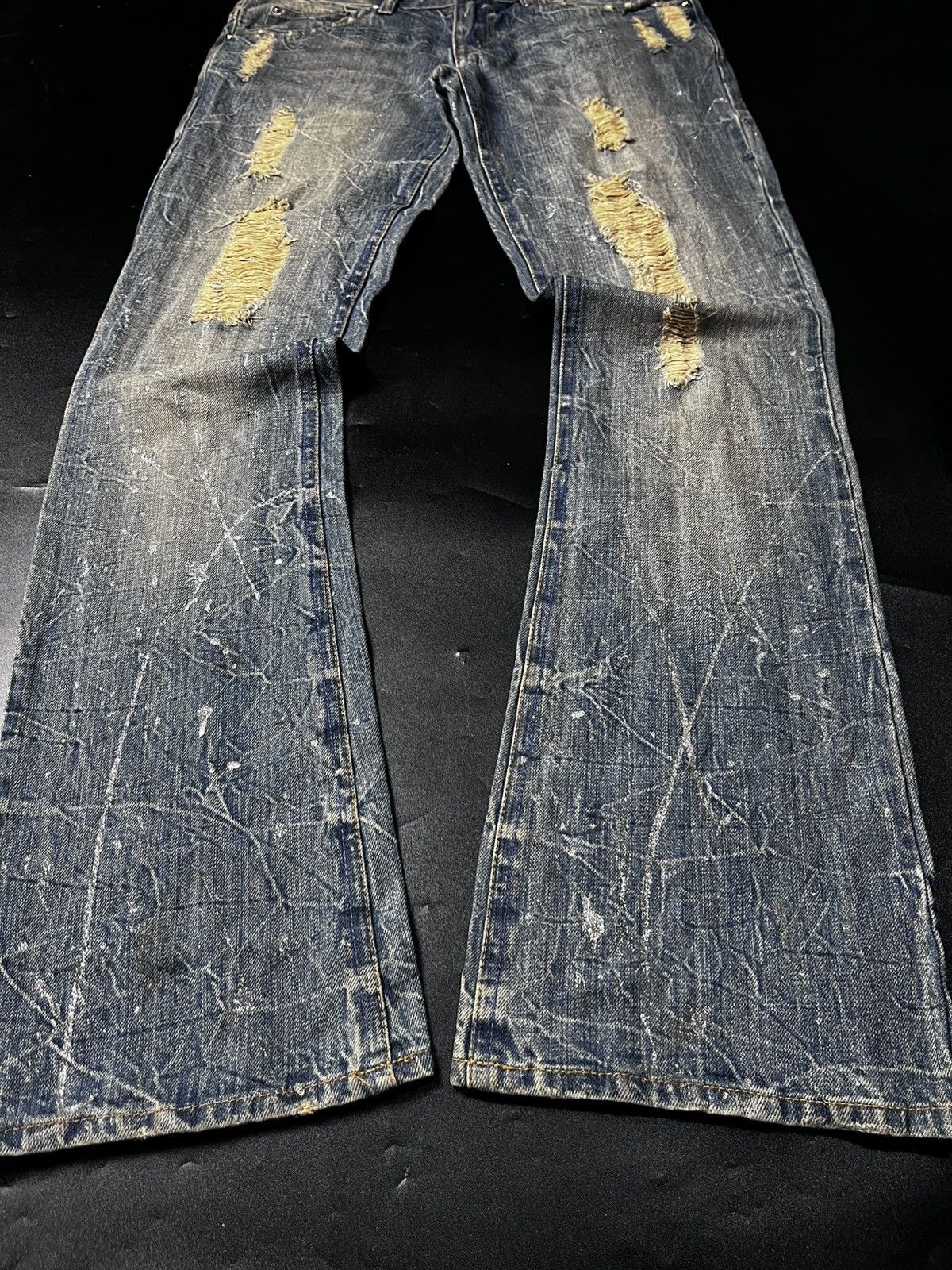 Japanese Brand Midas Distressed Super Flare Jeans Size US 30 / EU 46 - 3 Thumbnail