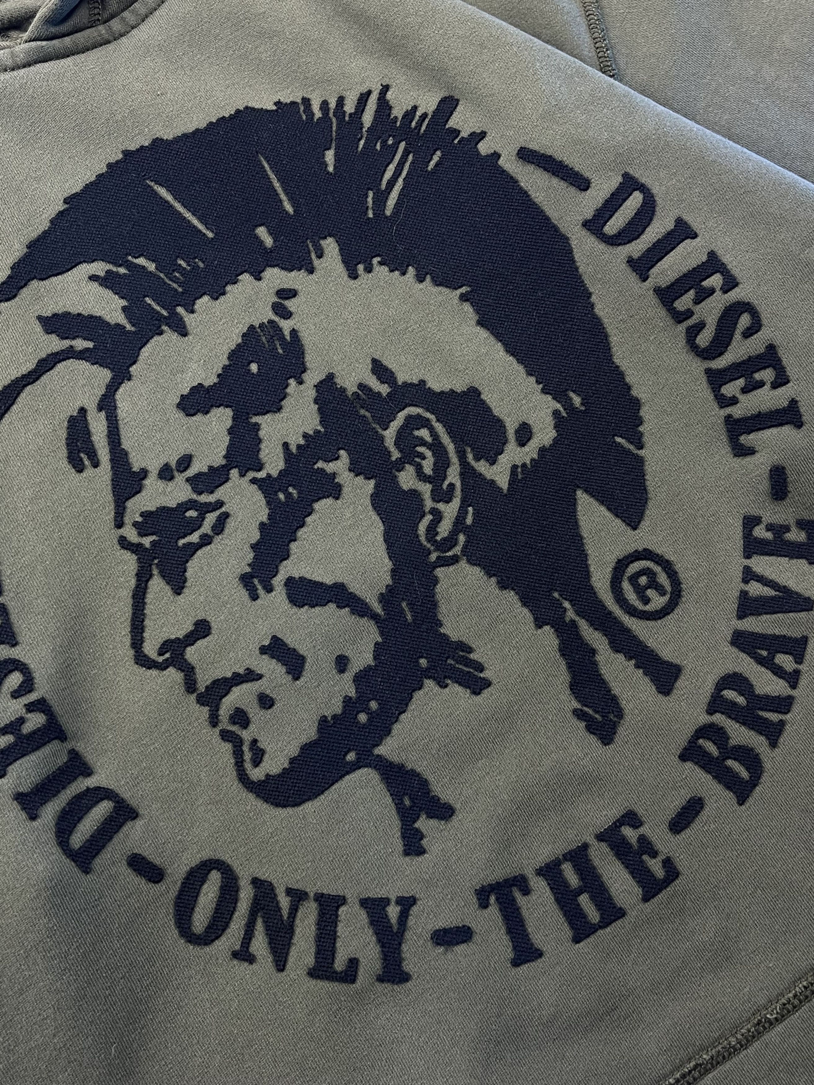 Diesel × Vintage Diesel Olive Green Hoodie - Iconic Mohawk Logo Size US L / EU 52-54 / 3 - 3 Thumbnail