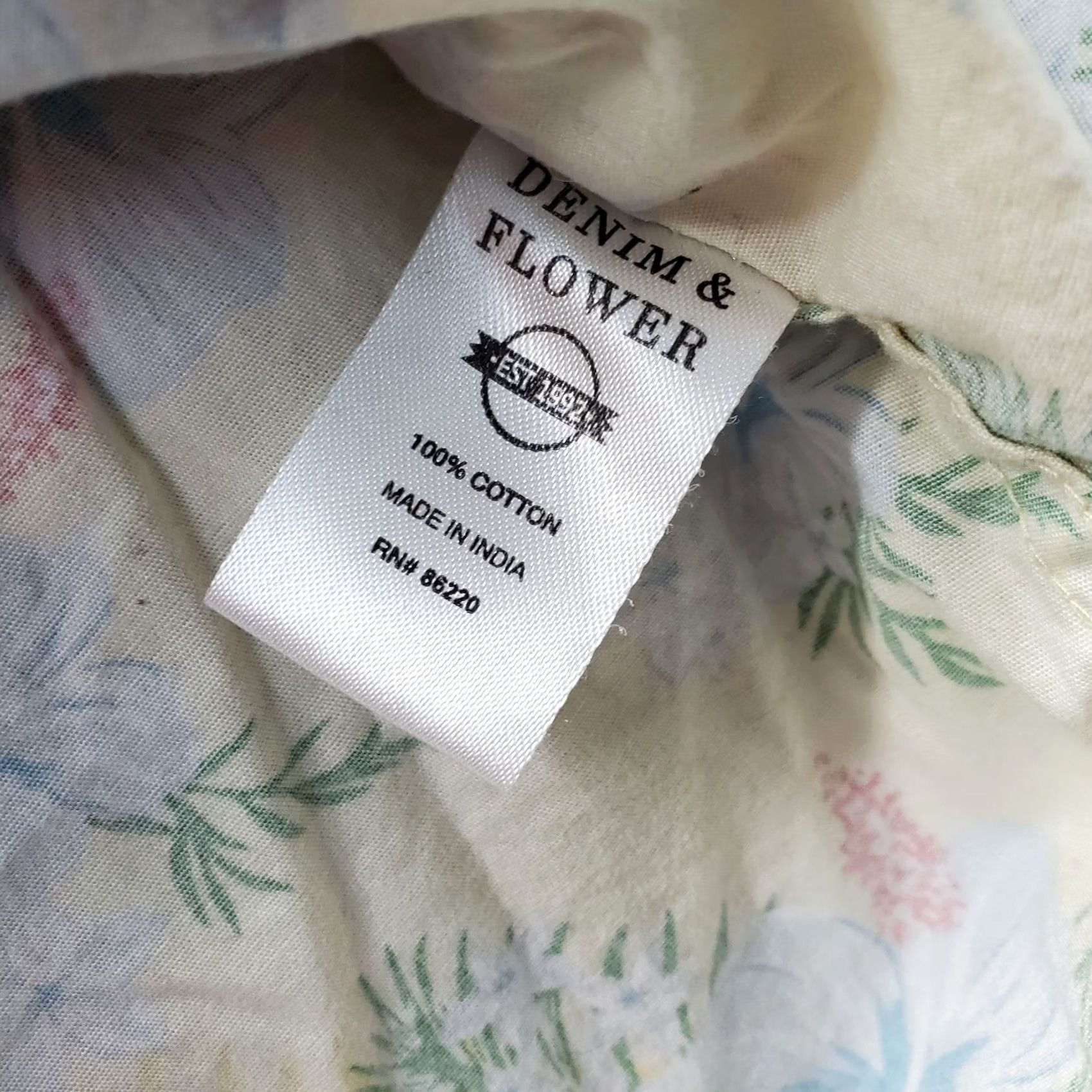 Denime Denim & Flower Hawaiian Shirt Mens M Multicolor Floral Short Sleeve Button-Down Shirt Size US M / EU 48-50 / 2 - 6 Thumbnail