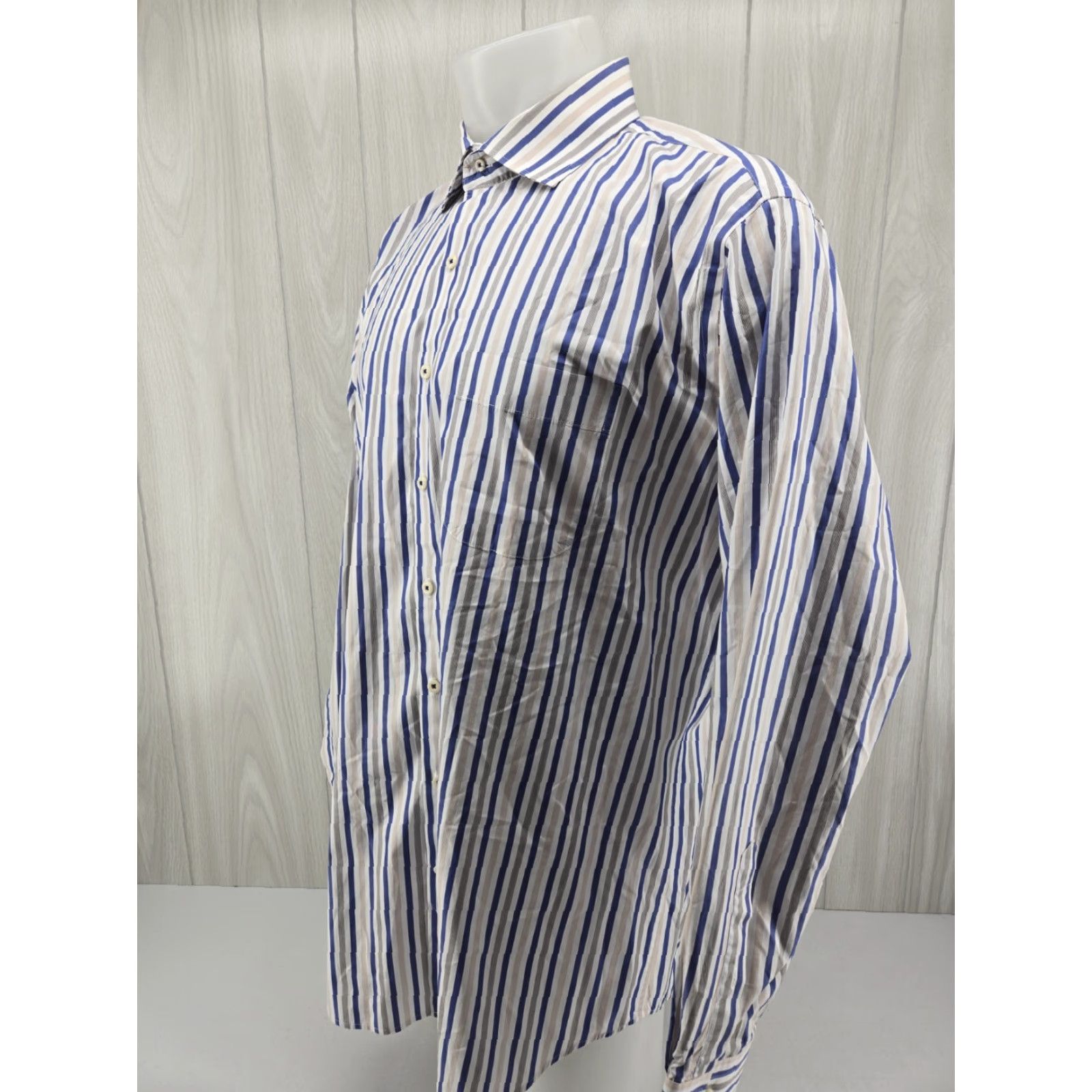 Peter Millar Peter Millar Button-Up Shirt XL Men's Long Sleeve White Blue Striped Casual Dress Shirt Size 46R - 3 Thumbnail