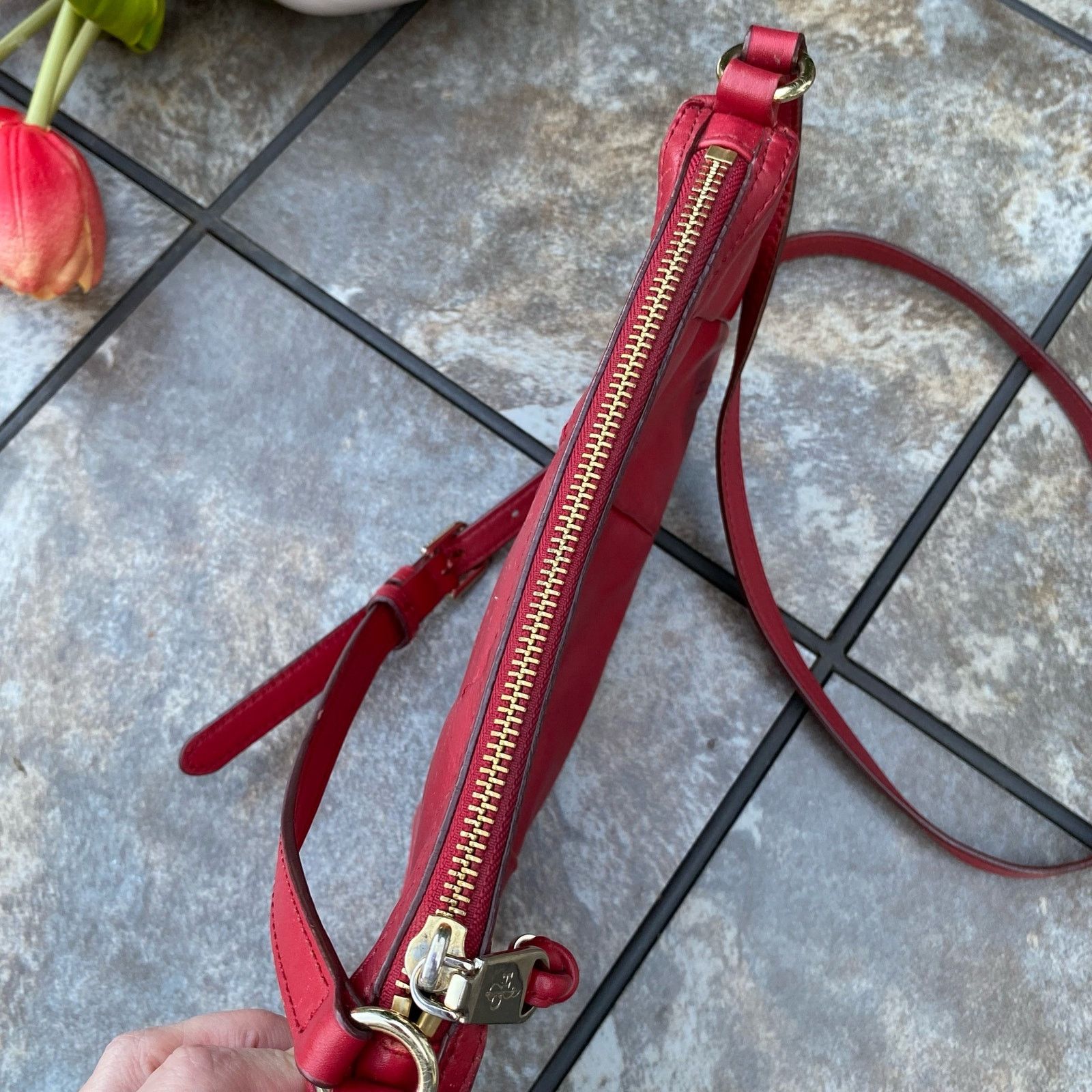 Cole Haan Cole Haan Red Leather Adele Pleated Small Crossbody Bag Size ONE SIZE - 5 Thumbnail