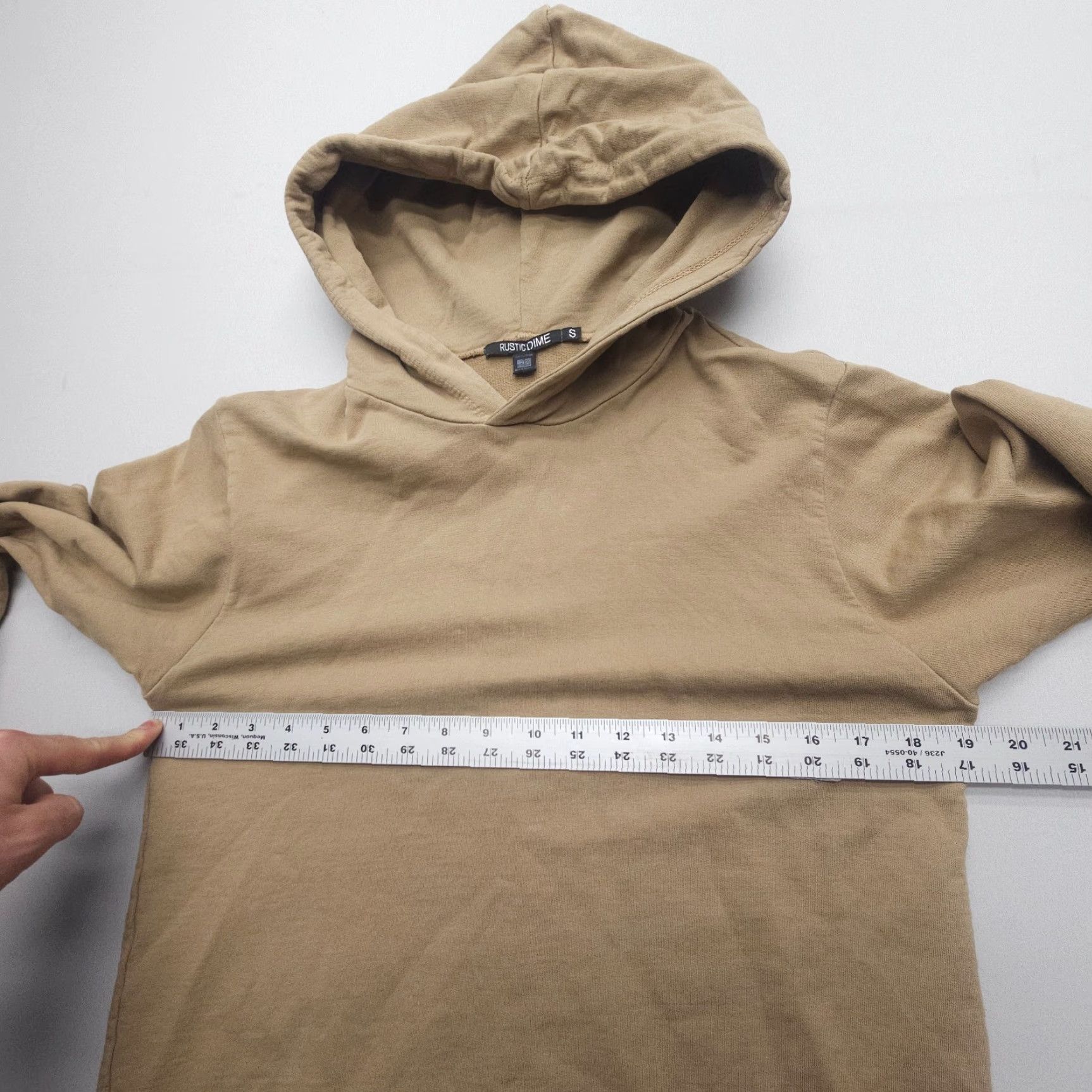 Dime Rustic Dime Hoodie Mens Small Tan USA Made 100% Cotton Pullover Workwear Size US S / EU 44-46 / 1 - 4 Thumbnail