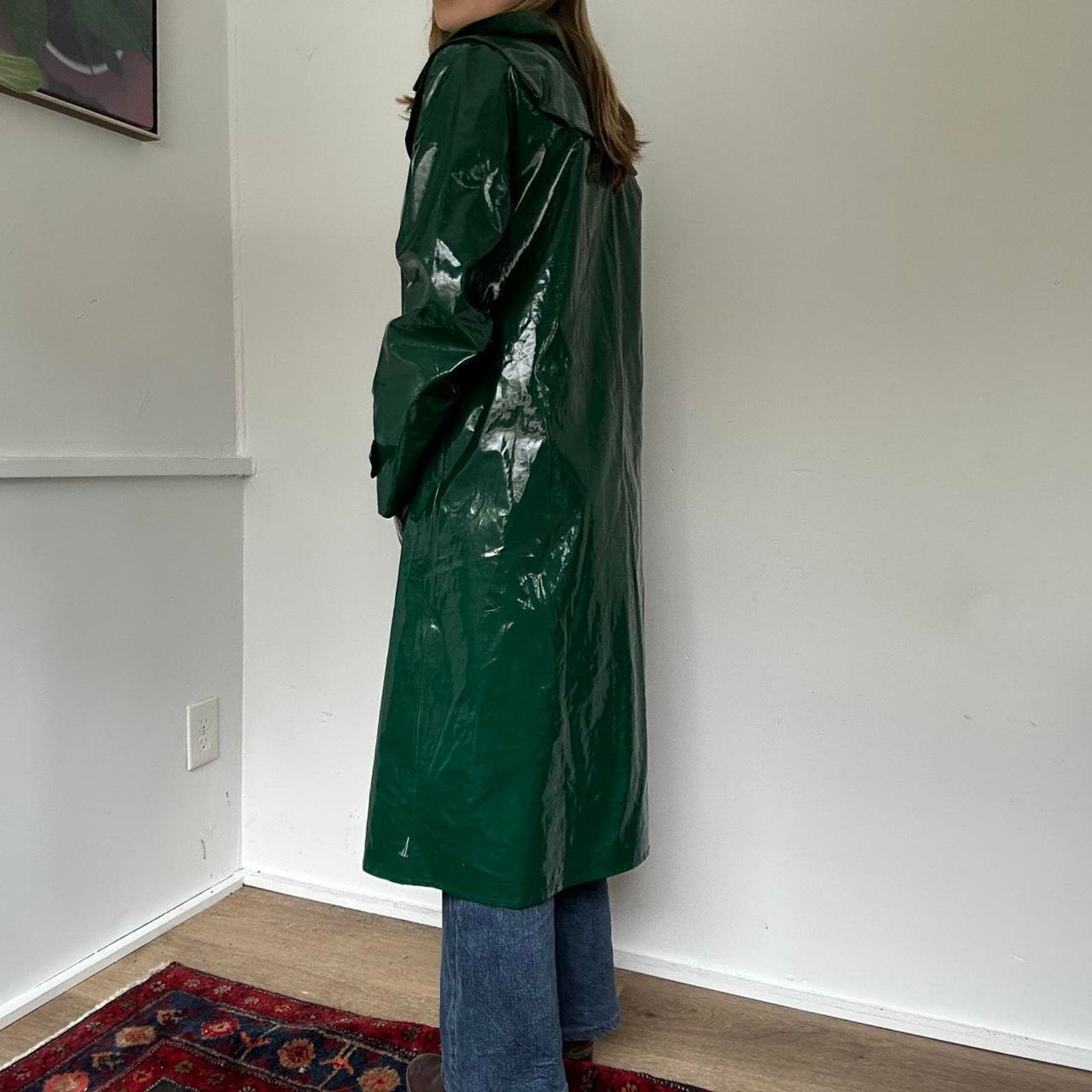 Other Vintage Forest Green Vinyl Raincoat (S) Size S / US 4 / IT 40 - 3 Thumbnail