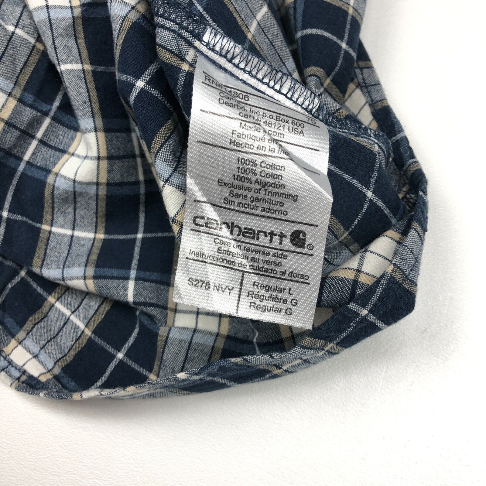 Ben Davis × Carhartt × Wrangler Carhartt Plaid Button Up Navy Blue Gray Size Large Loose Fit Size US L / EU 52-54 / 3 - 5 Thumbnail