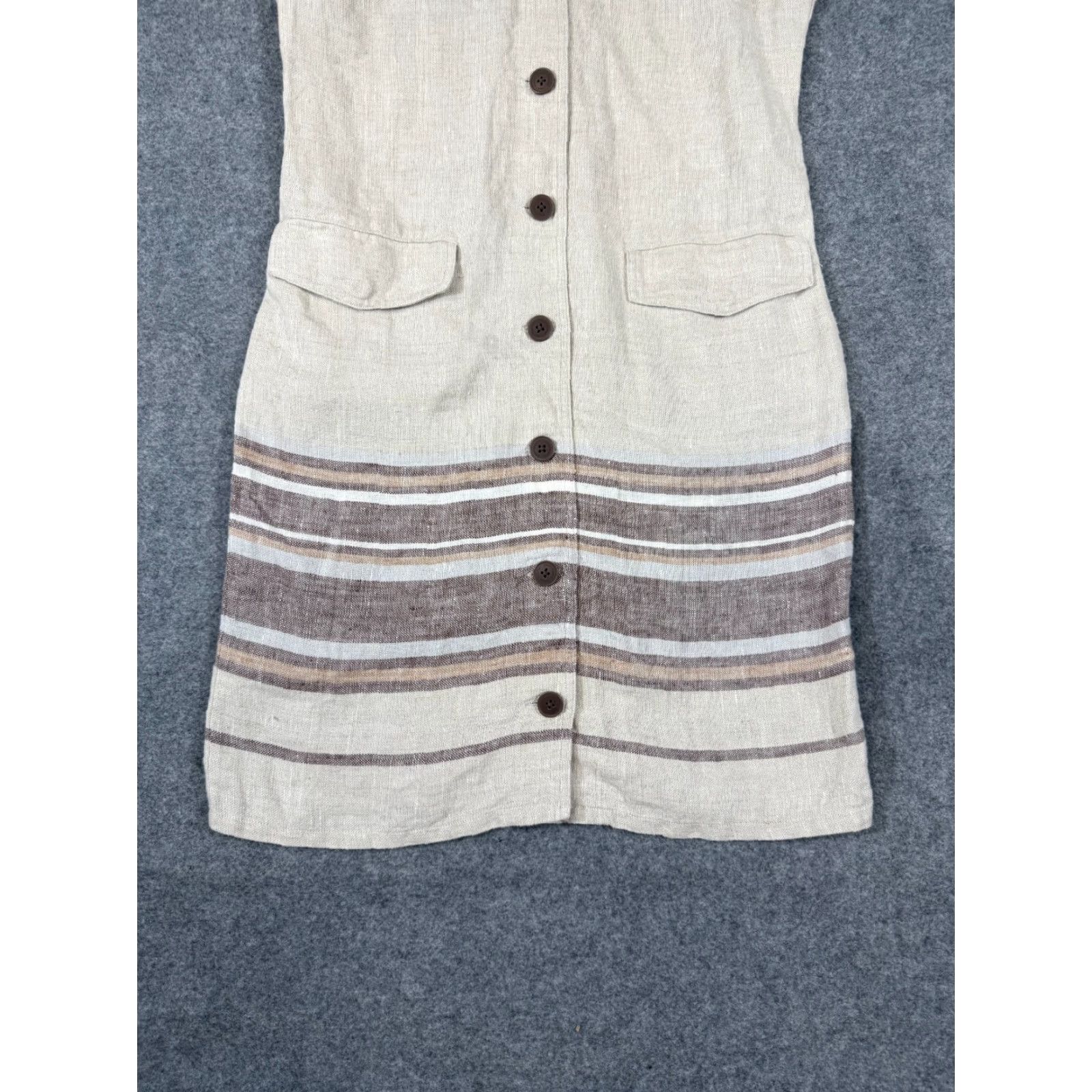 Tommy Bahama Tommy Bahama Linen Dress Womens M Beige Malene Stripe Pockets Button Front Dress Beige M Women’s Linen Dress Pockets Button Front Malene Stripe Size M / US 6-8 / IT 42-44 - 4 Thumbnail