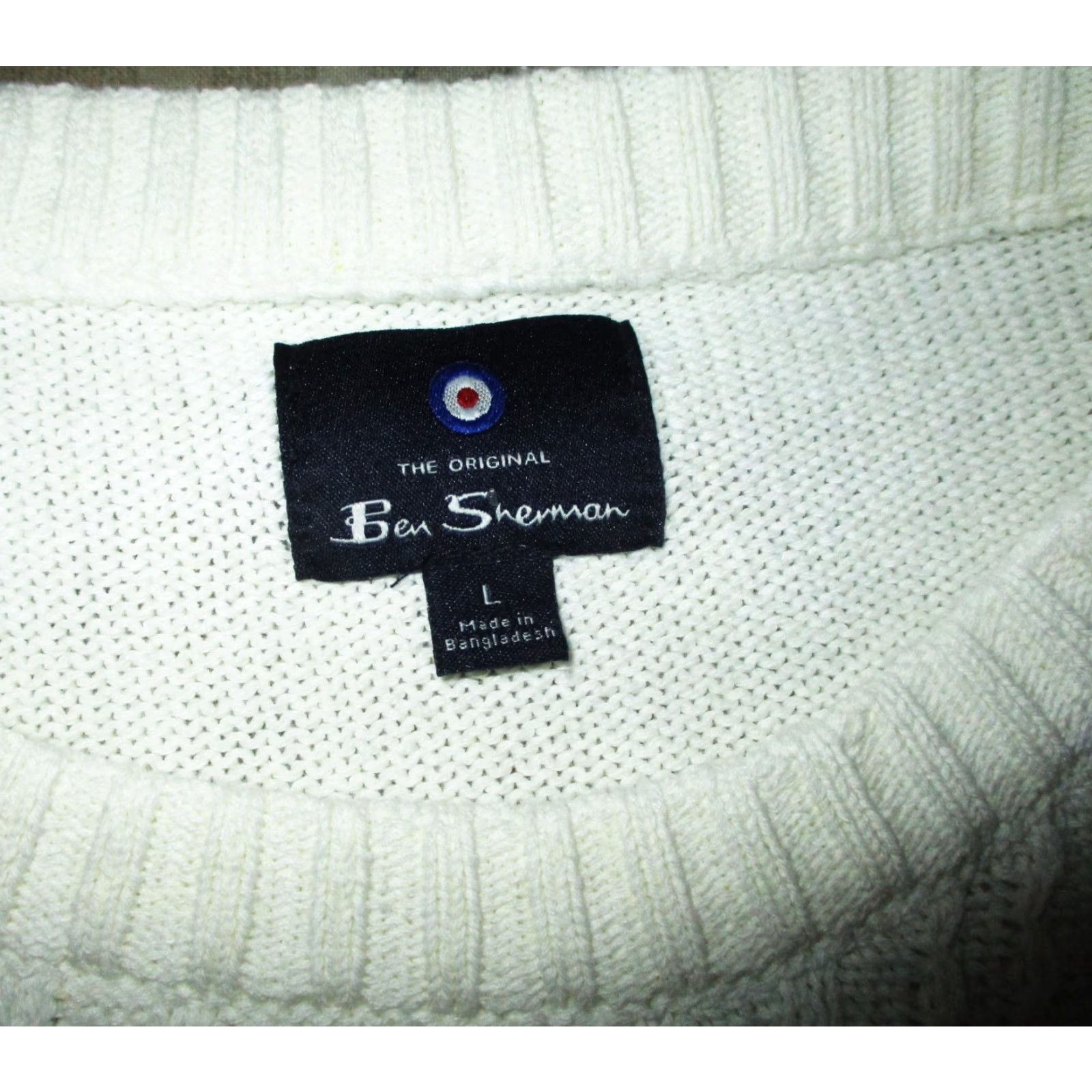 Ben Sherman BEN SHERMAN White Long Sleeve Semi Cable Knit Sweater Men's Size L NWOT Size US L / EU 52-54 / 3 - 6 Thumbnail