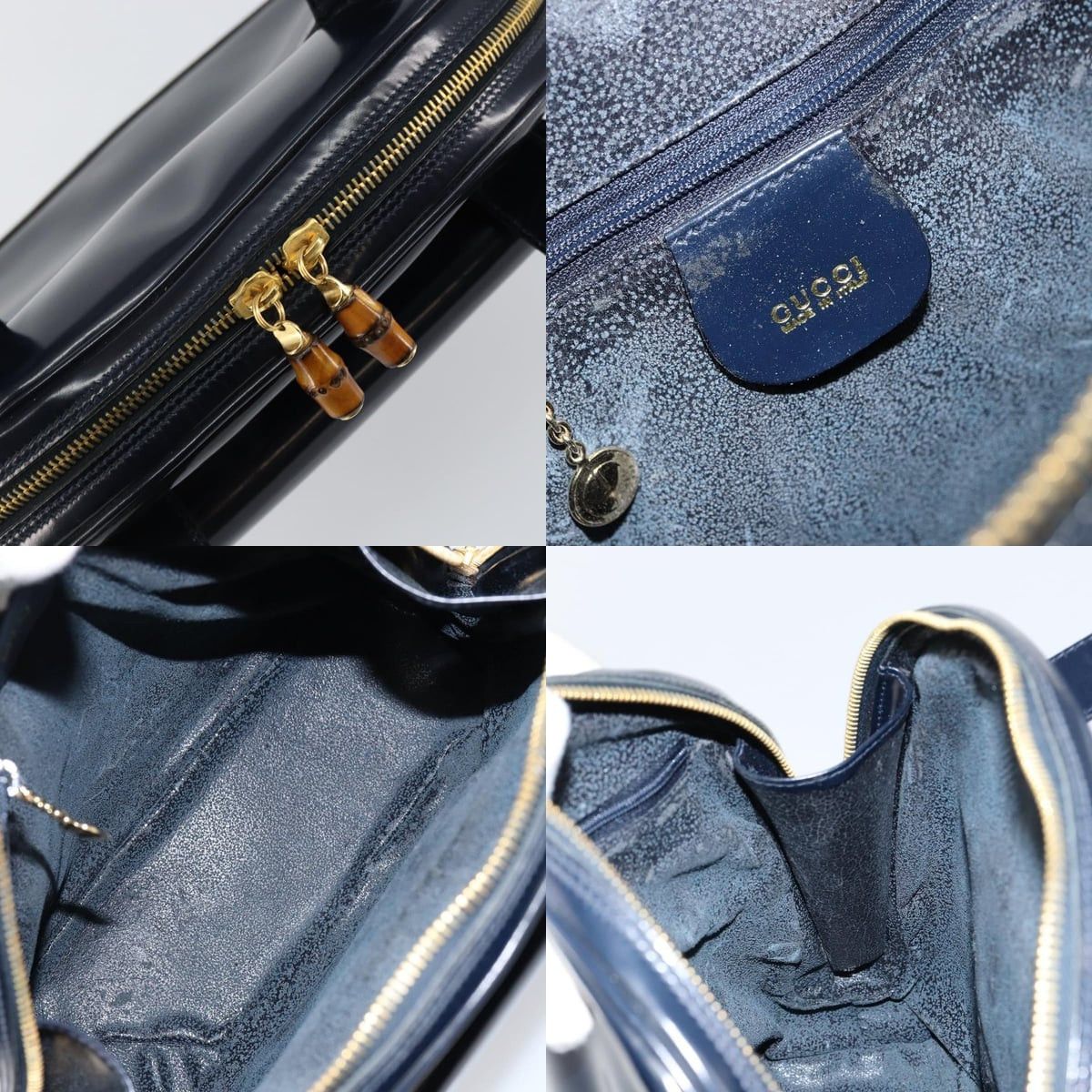 Gucci GUCCI Bamboo Shoulder Bag Patent Leather Navy Gold 001 2113 Size ONE SIZE - 11 Thumbnail